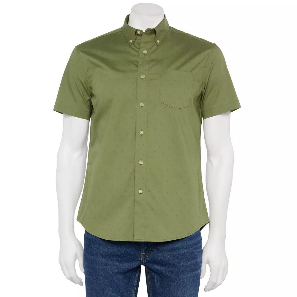 Men's Sonoma Goods For Life® Adaptive Short Sleeve Perfect Length Shirt, Size: Small, Green Square Product Image