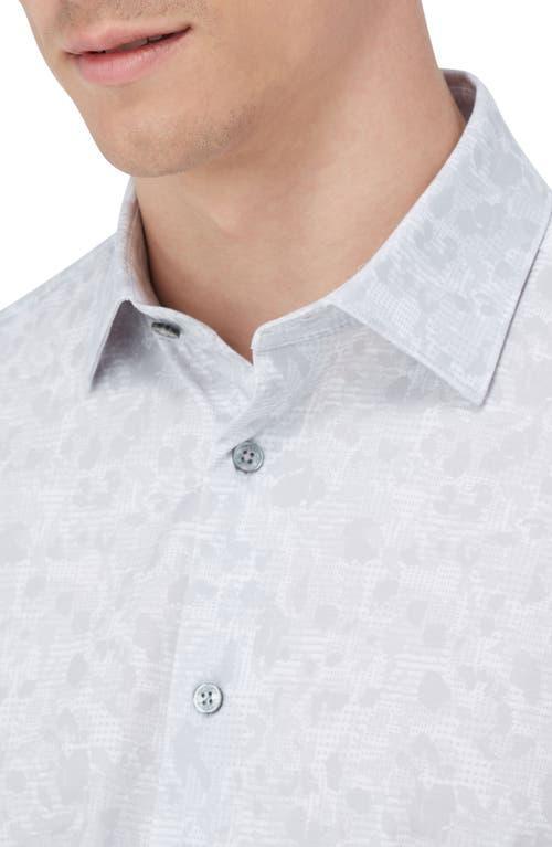 BUGATCHI Men's Ooohcotton James Tonal-print Sport Shirt In Platinum Product Image