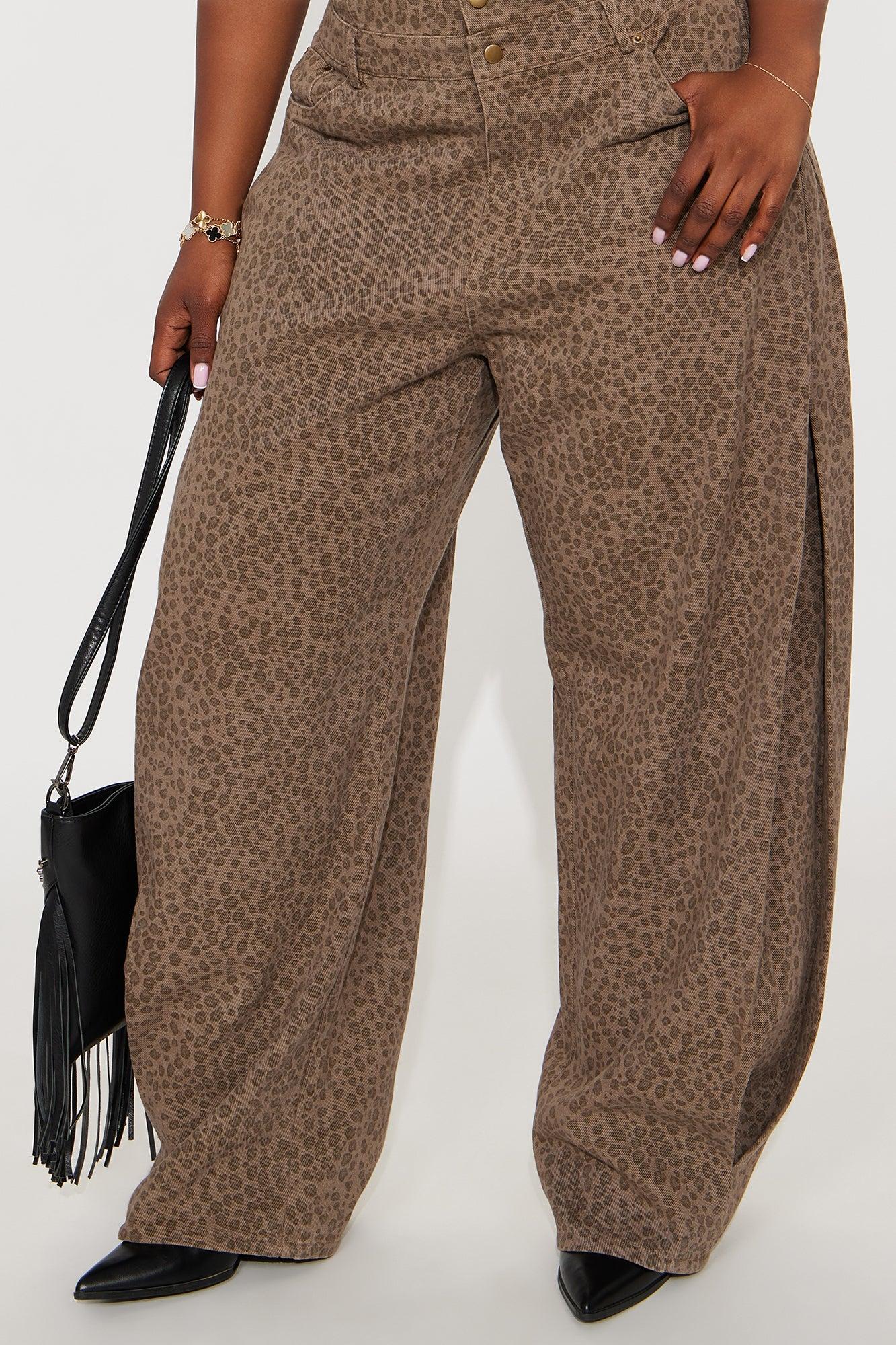 Liona Leopard Barrel Leg Jumpsuit - Brown/combo Product Image