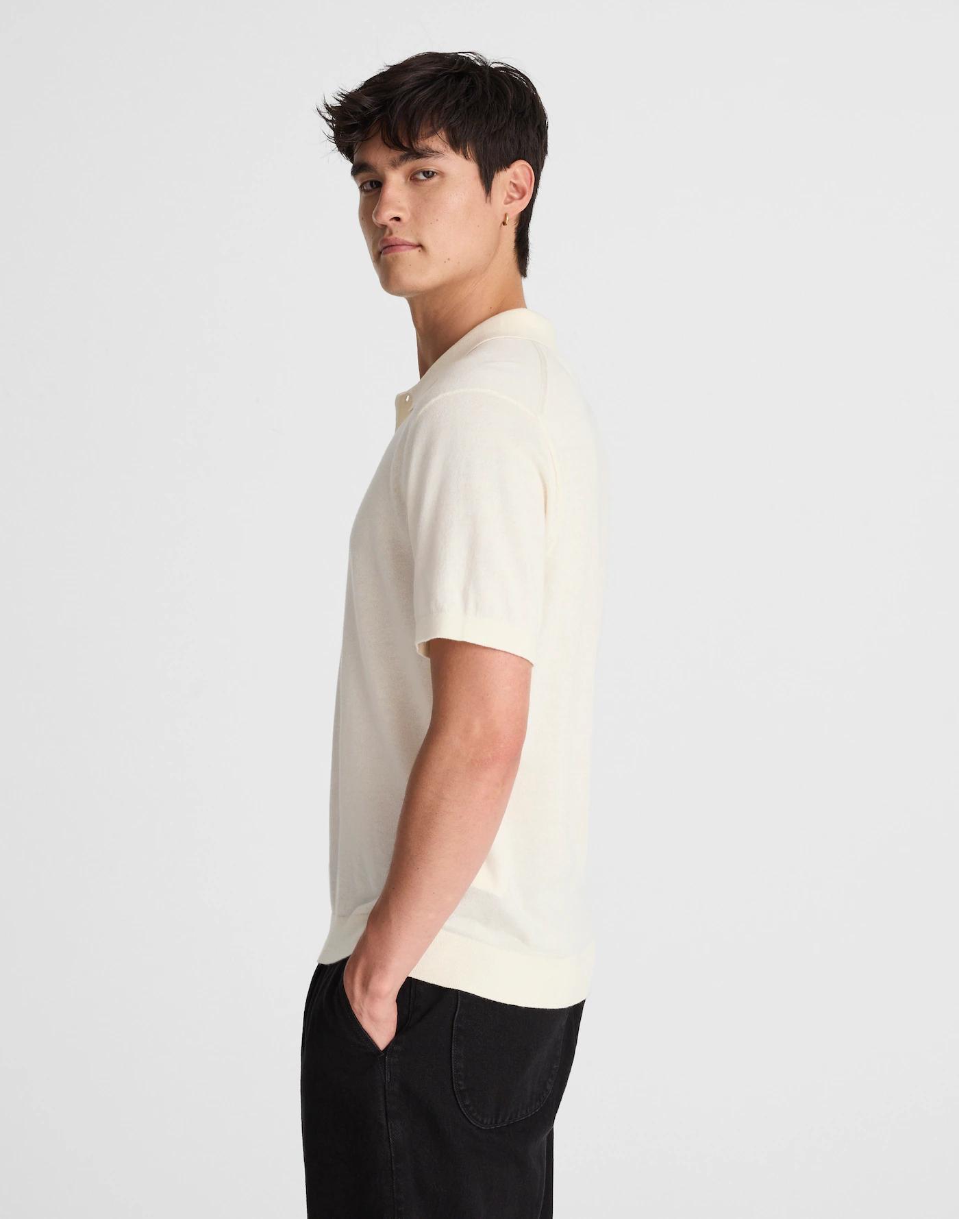 Three-Button Sweater Polo Shirt Product Image