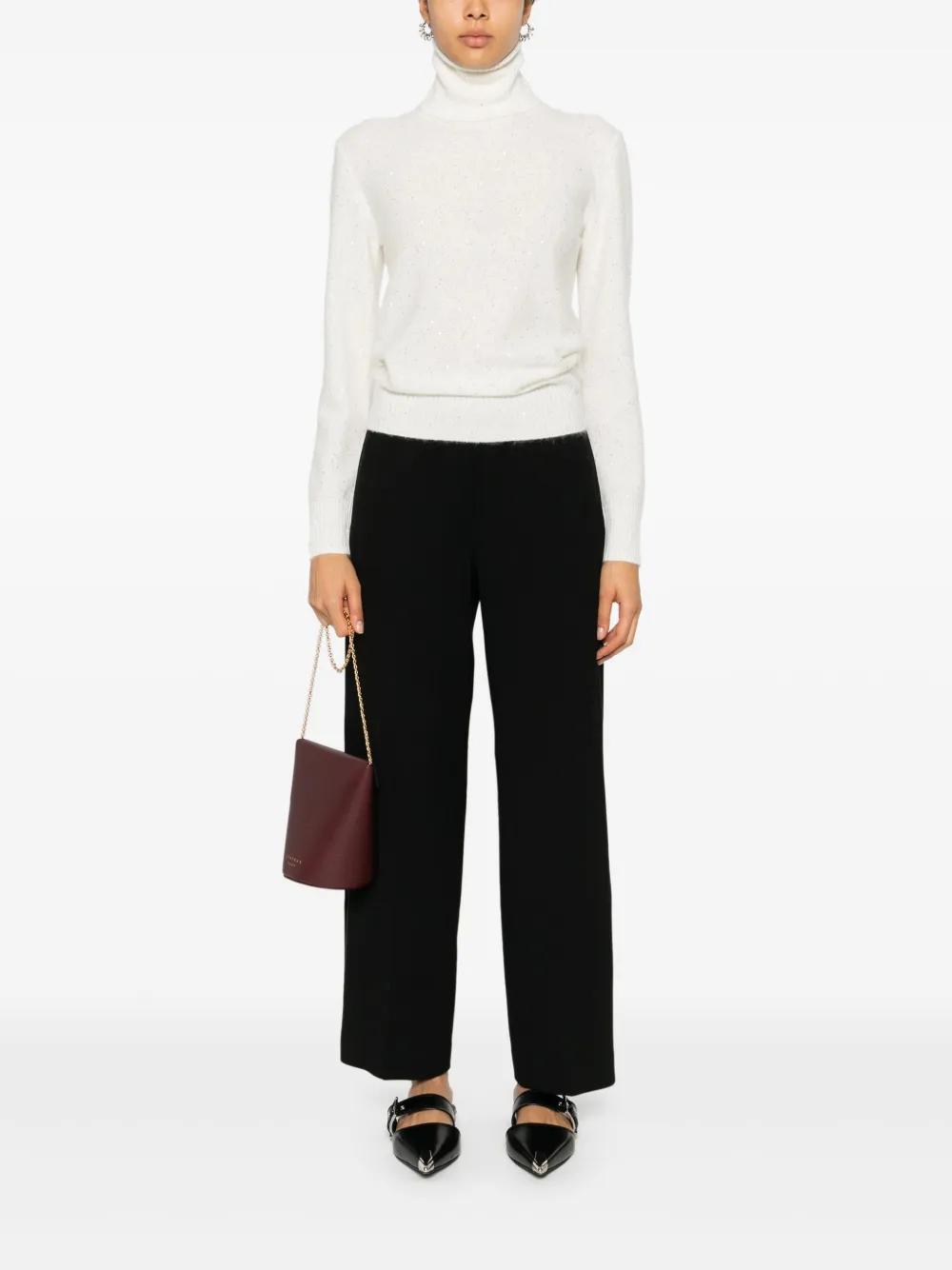 FABIANA FILIPPI Sequin Detail Roll Neck Jumper In Beige Product Image