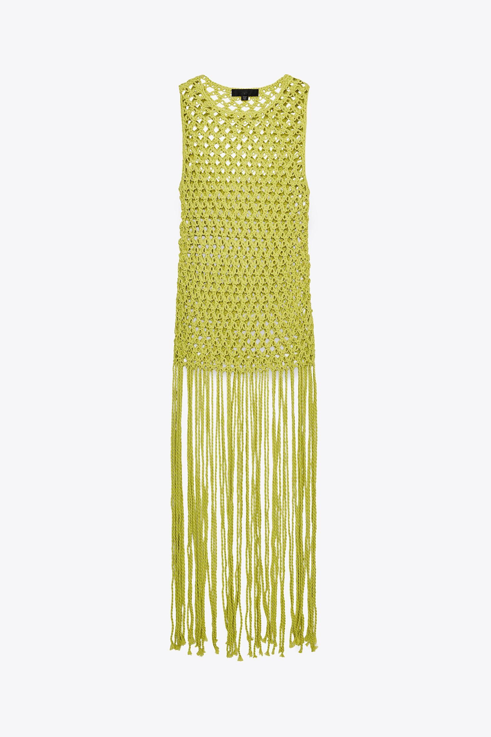CROCHET KNIT FRINGE TOP Product Image