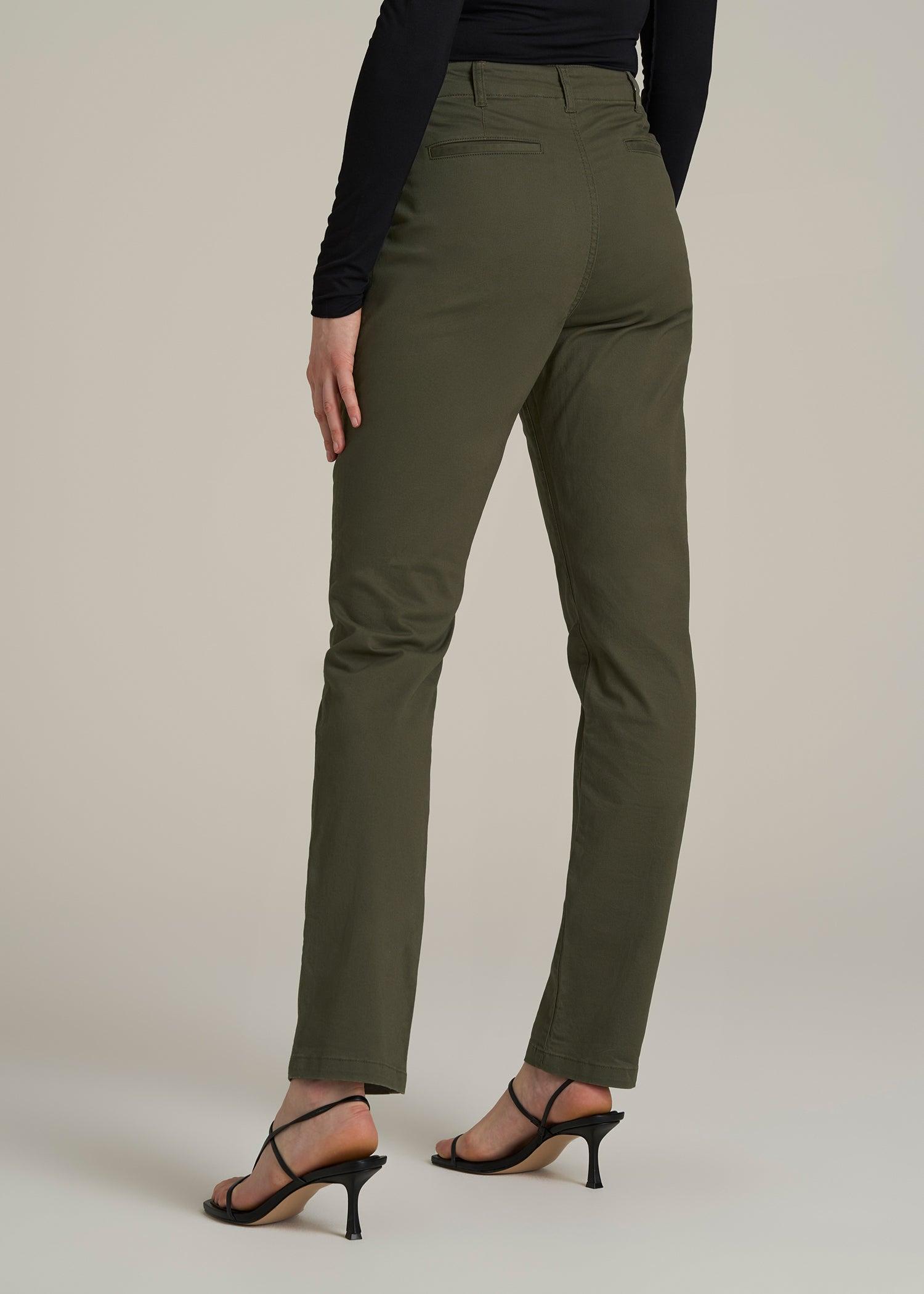 High Rise Tapered Chino Pants for Tall Women in Forest Night Product Image