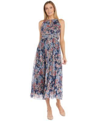 R & M Richards Womens Embellished Floral Metallic Dress Product Image