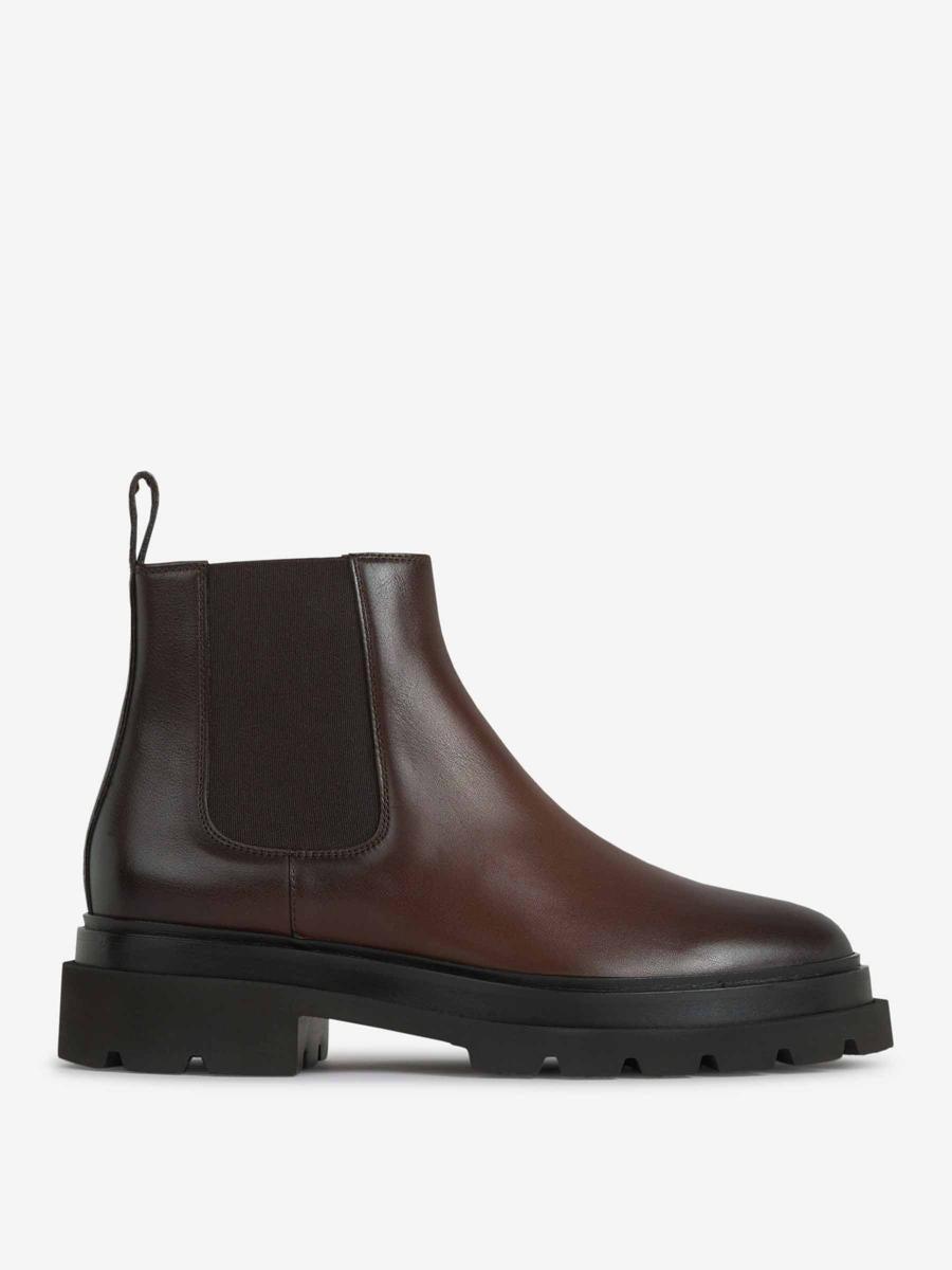 SANTONI Chelsea Leather Boots In Brown Product Image