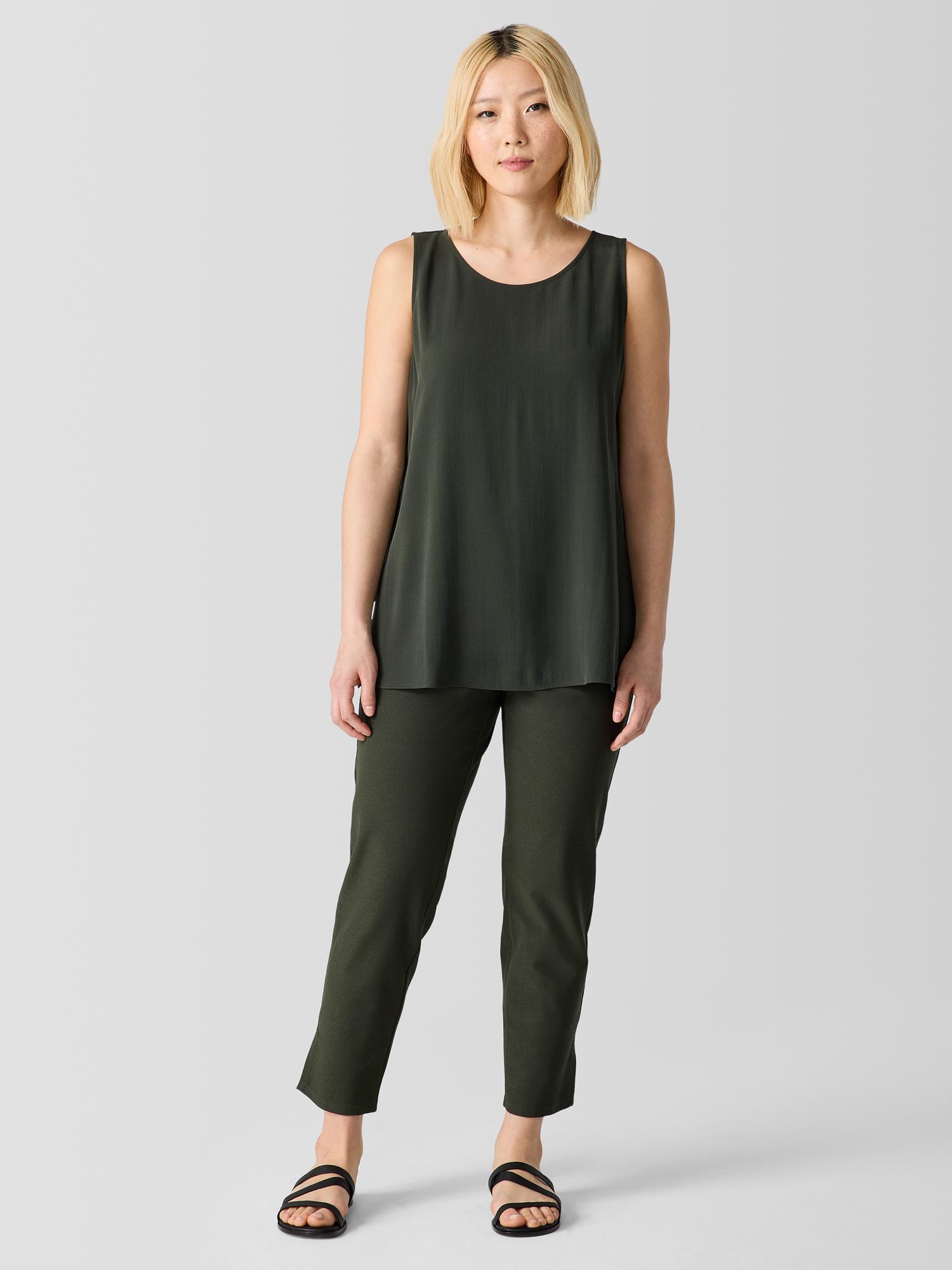 Silk Georgette CrepeBallet Neck Long Tank Product Image