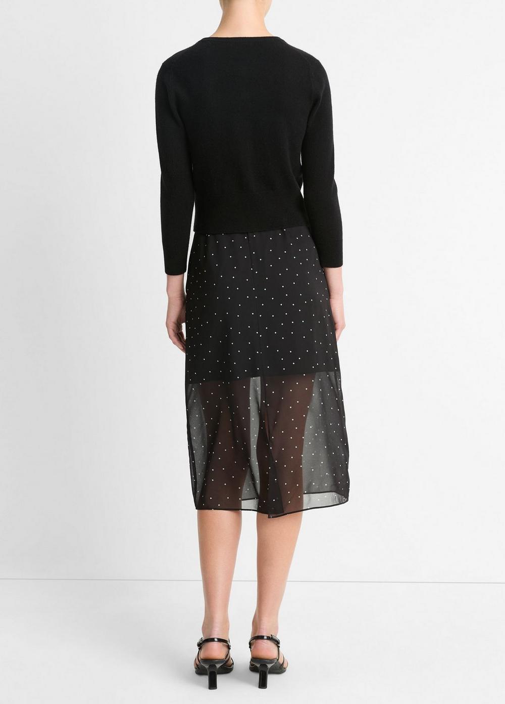Womens Dot-Print Sheer Stretch-Silk Overlay Skirt, Black/grey, Size 8 Vince Product Image