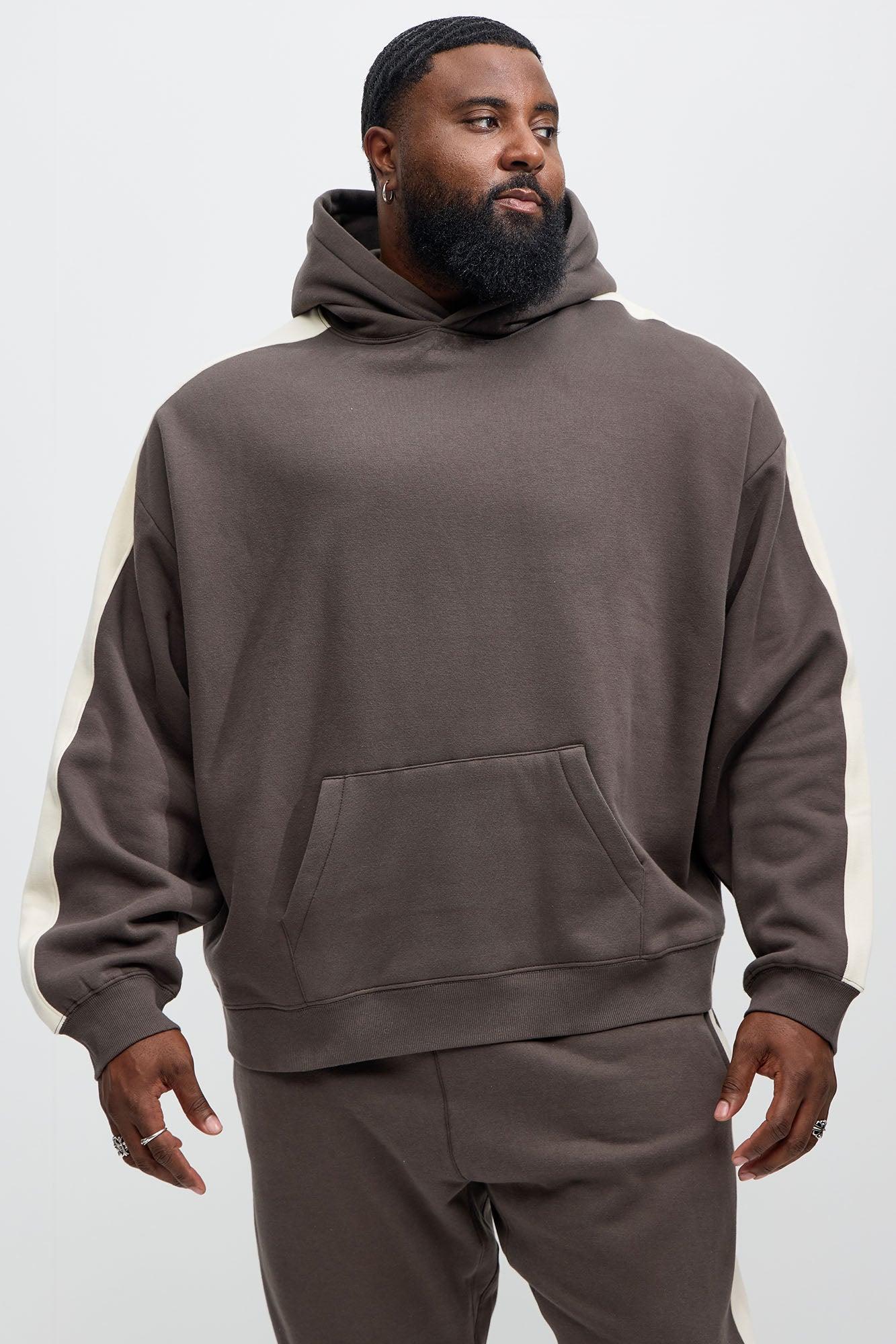 Tyson Heavyweight Oversized Striped Hoodie - Olive Product Image