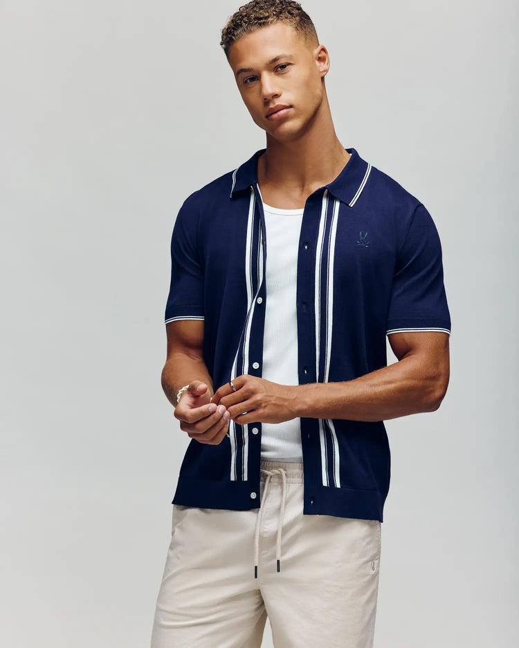 MENS PATRICE BORDER STRIPE KNIT SHIRT - MT0400054 Product Image