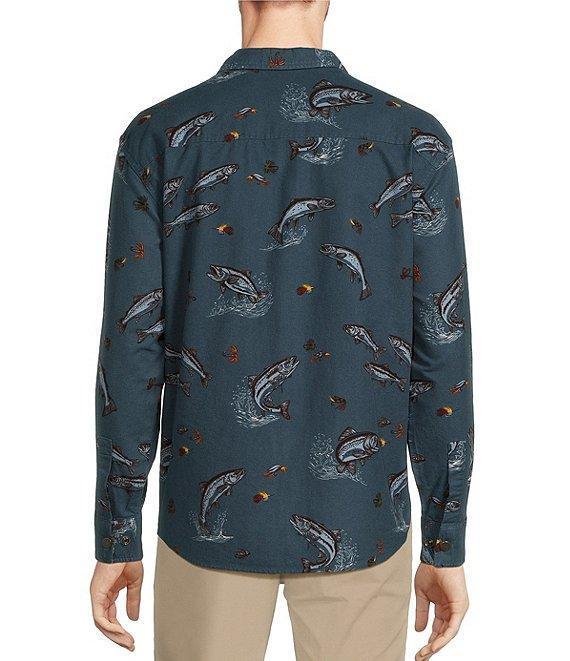Roundtree & Yorke Long Sleeve Moleskin Fish Print Shirt Jacket Product Image