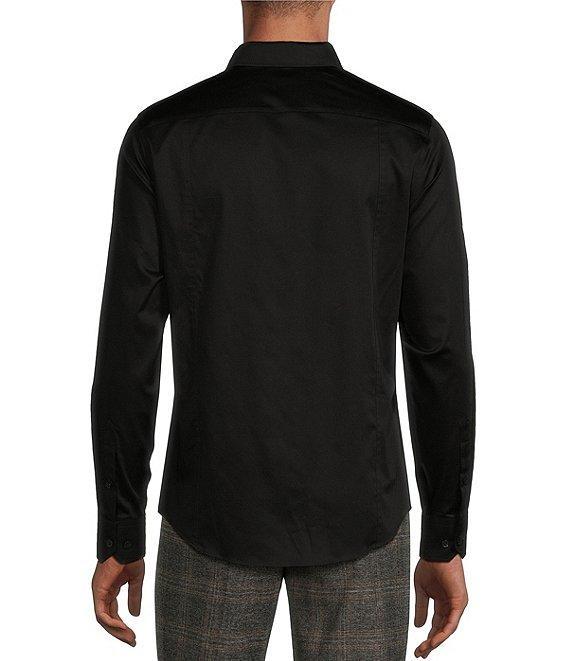 Murano Slim Fit Pieced Solid Spread Collar Long Sleeve Woven Shirt Product Image
