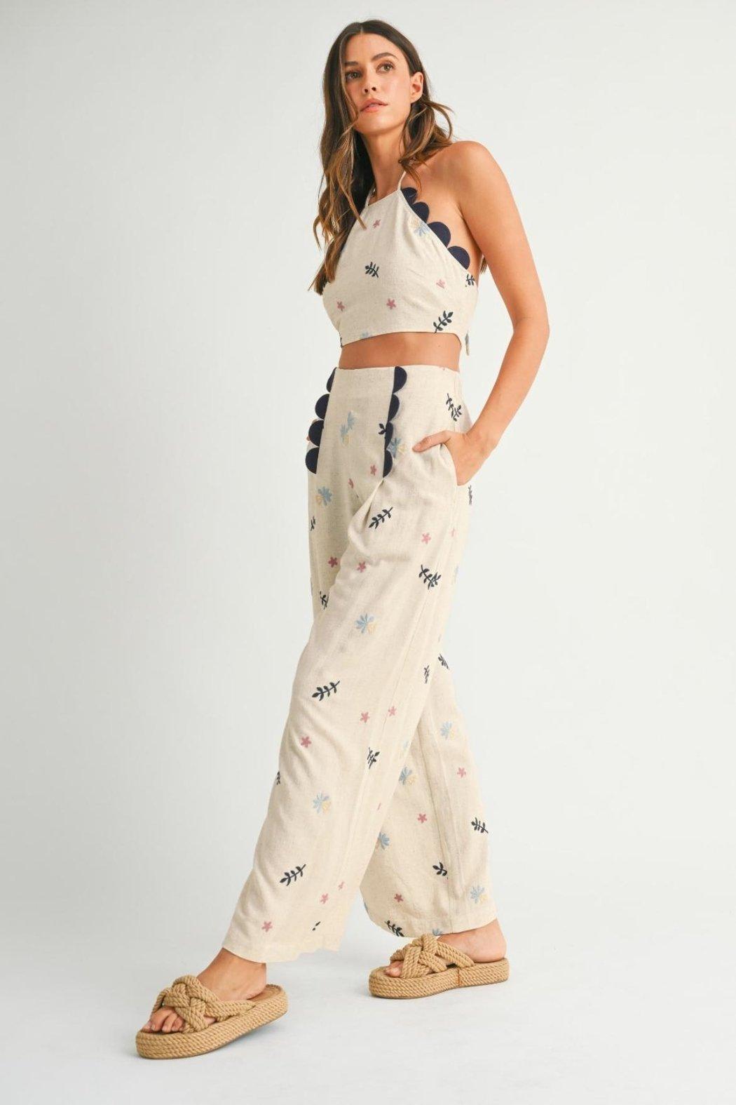 Embroidered Pants Set Product Image