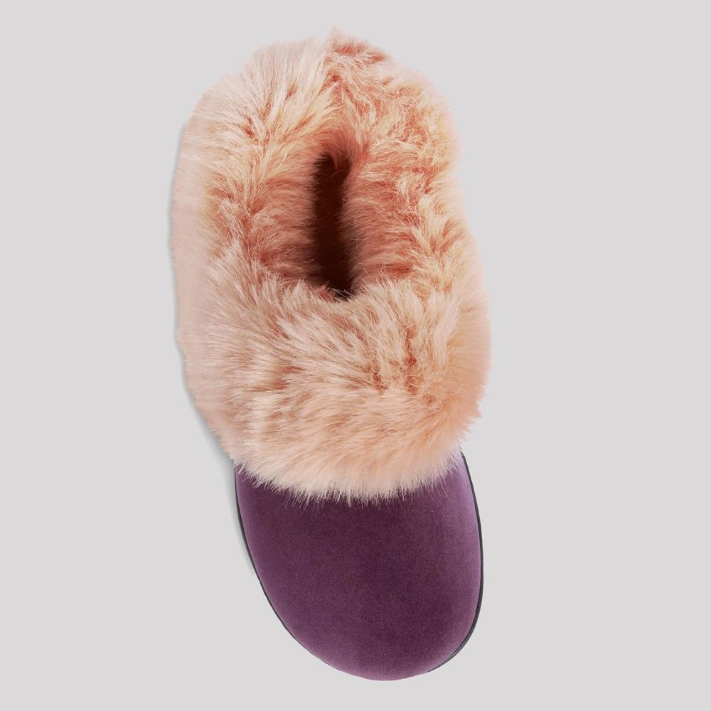 Isotoner Womens Valerie Velour Hoodback Slippers - Black Product Image