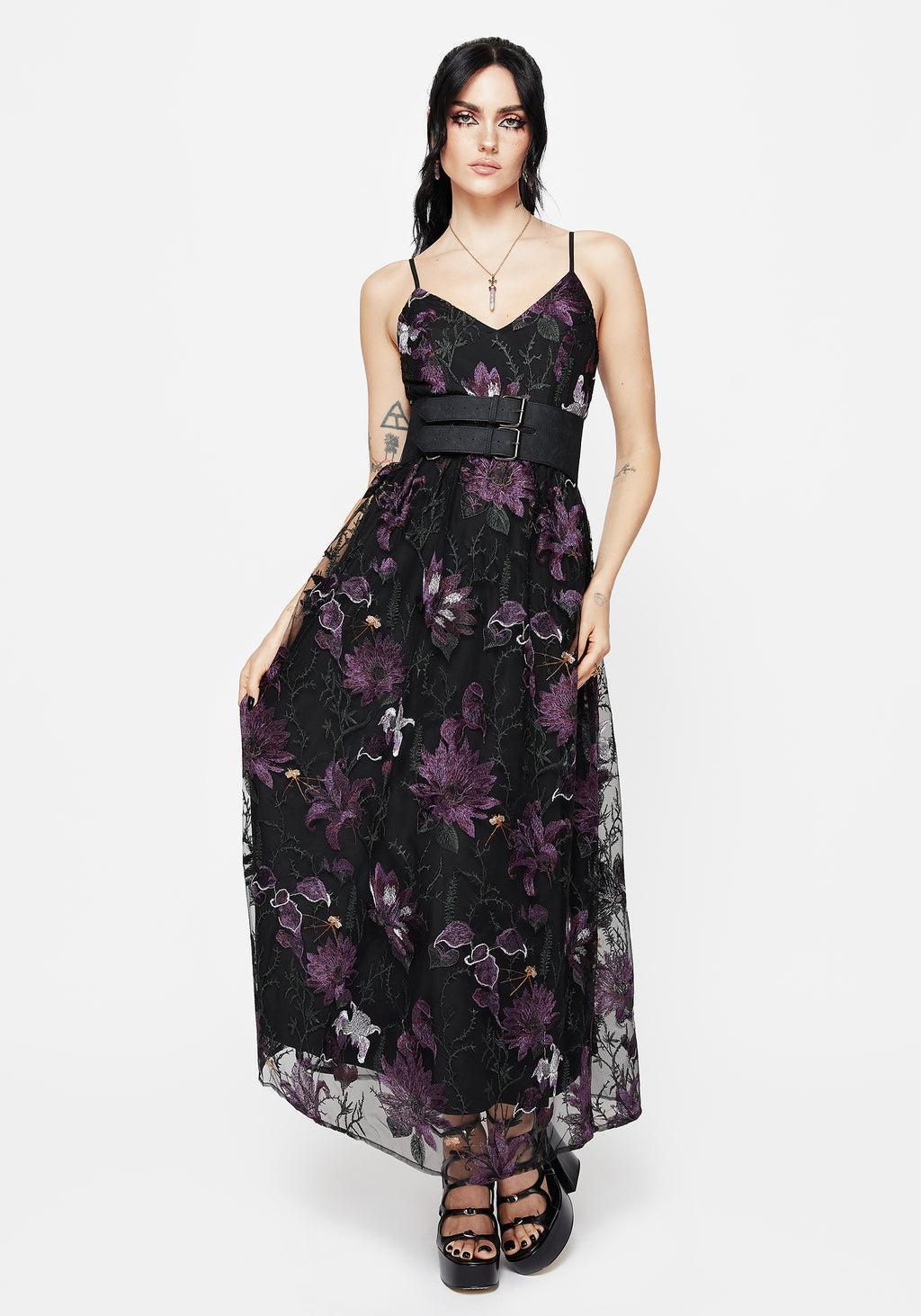 Estrid Embroidered Mesh Midaxi Cami Dress Product Image