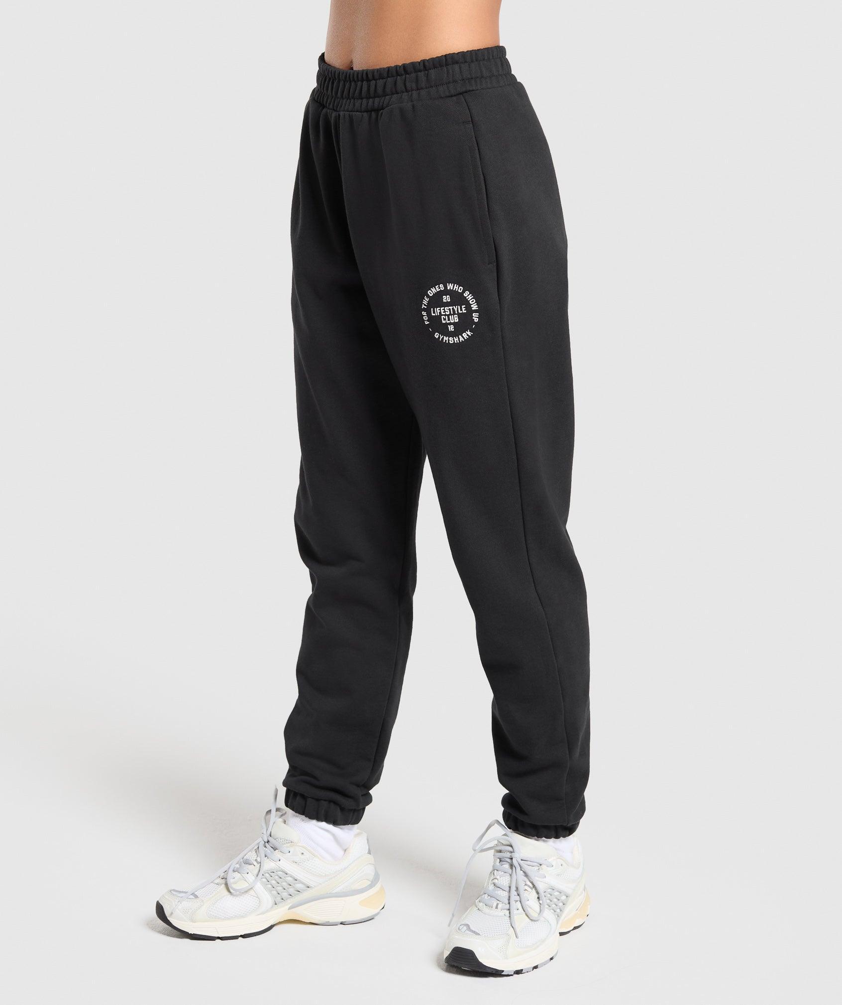 Gymshark Lifestyle Club Graphic Joggers - Black Female Product Image