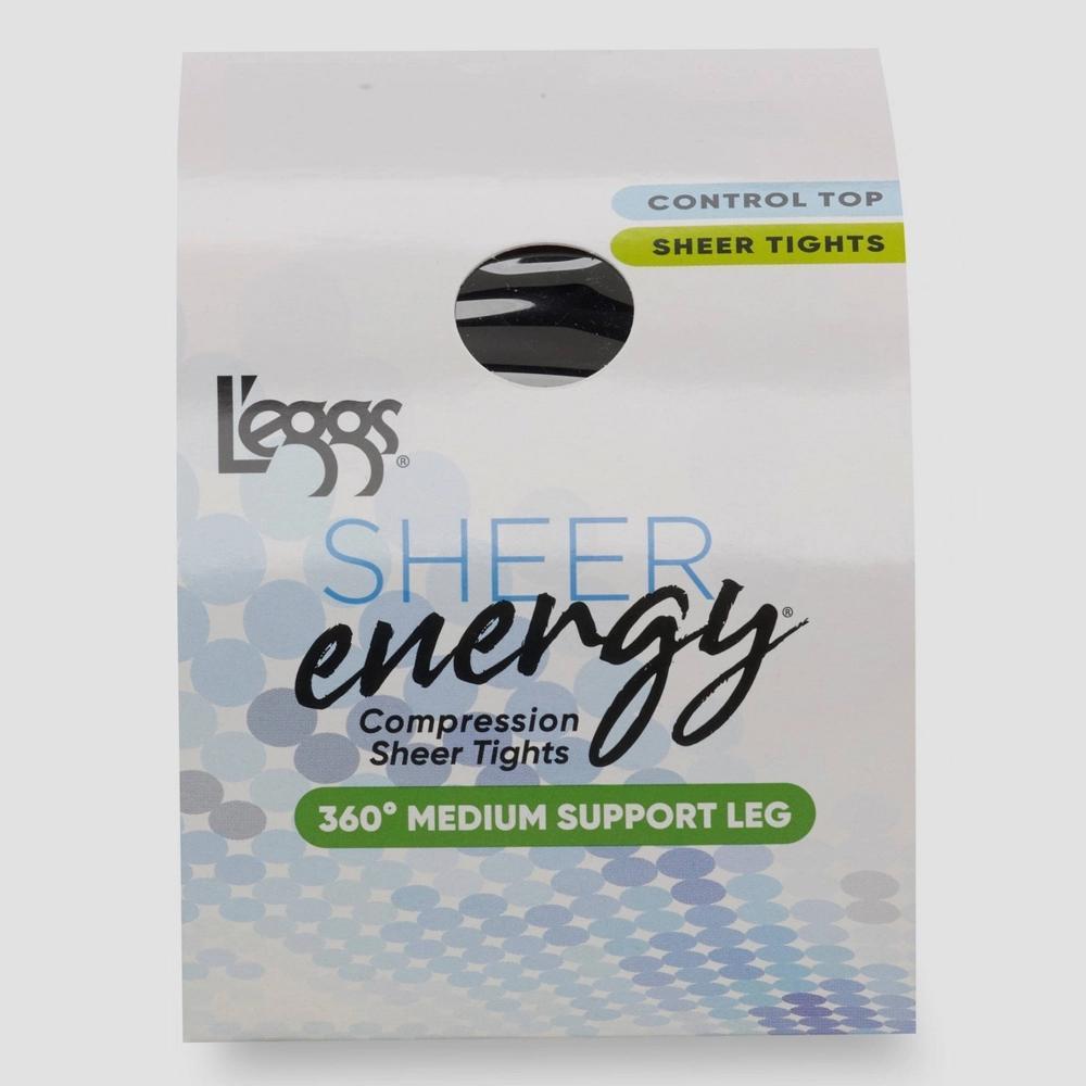 L'eggs Sheer Energy Women's Sheer Tights - Black Q: Nylon & Spandex, Seamless, Control Top, Invisible Reinforced Toe Product Image