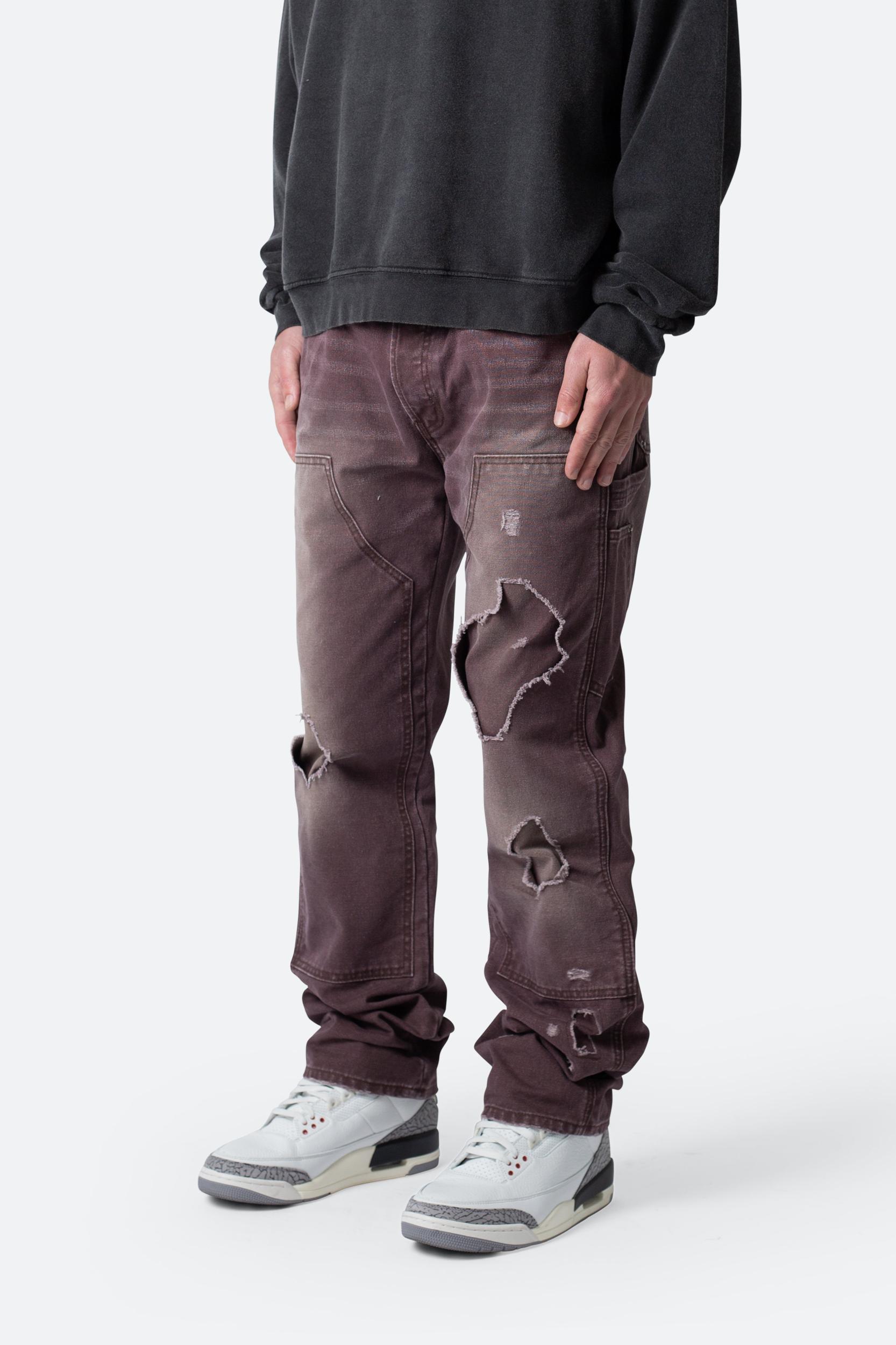 V602 Thrashed Carpenter Pants - Brown Product Image