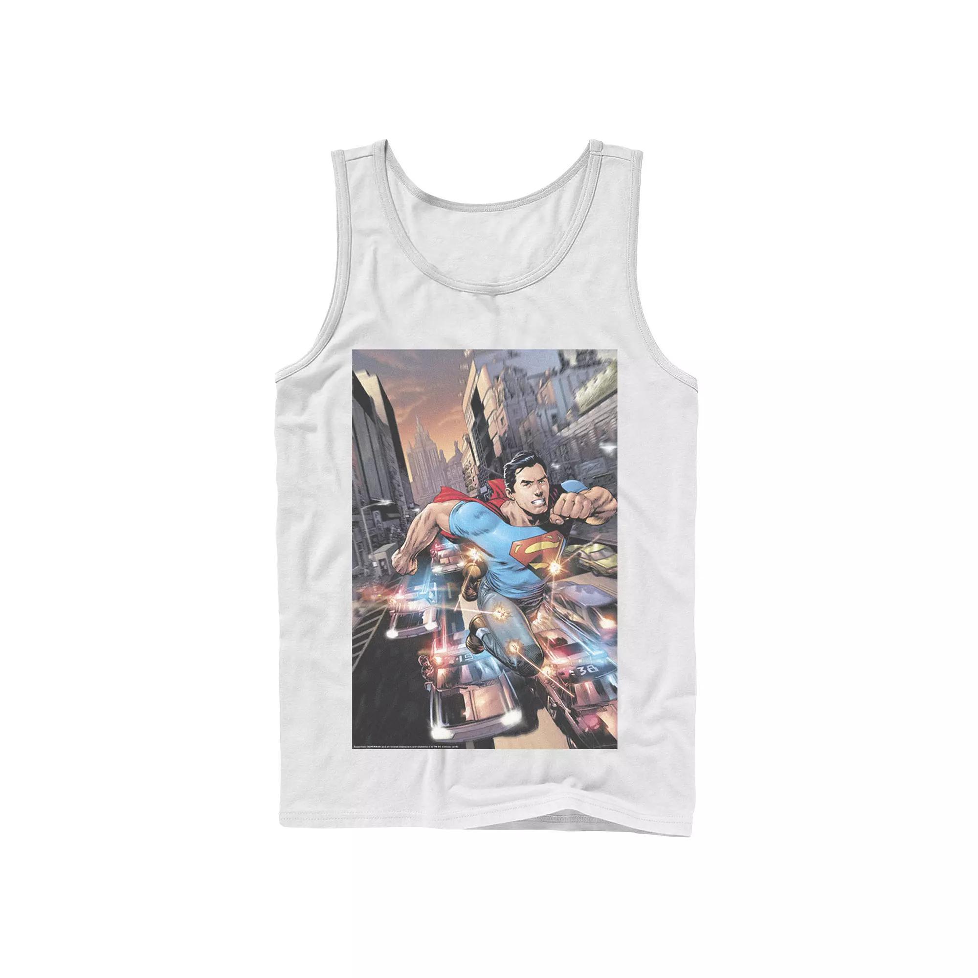 Mens DC Comics Superman Flashing Lights Poster Tank Top Product Image