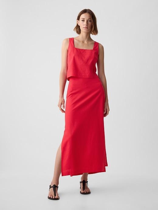 Linen-Blend Maxi Skirt Product Image
