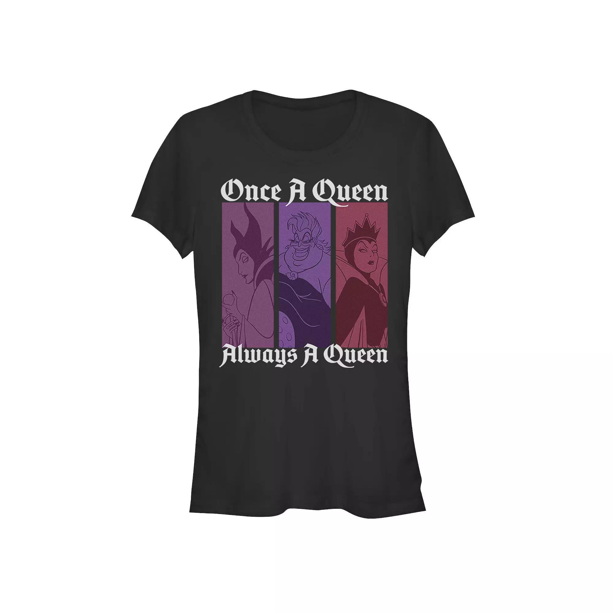Disney Villains Once A Queen Always A Queen Juniors' Fitted Graphic Tee, Girl's, Size: Medium, Black Product Image