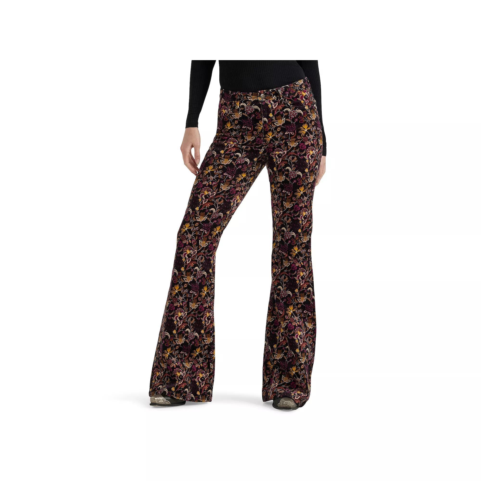 Women's Wrangler Fierce Flare Corduroy Pants, Size: 2X32, Black Floral Product Image