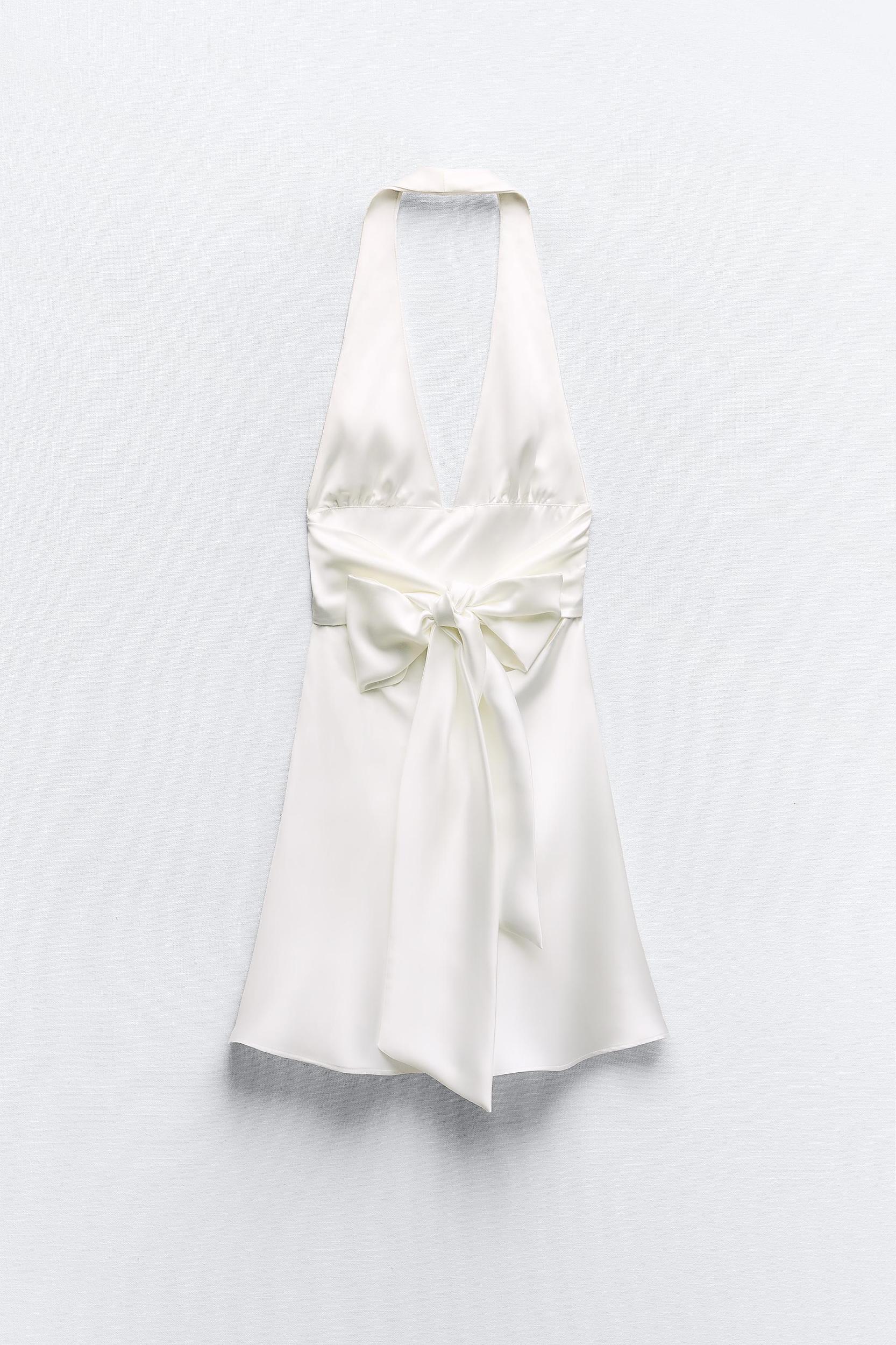 SATIN EFFECT HALTER DRESS Product Image