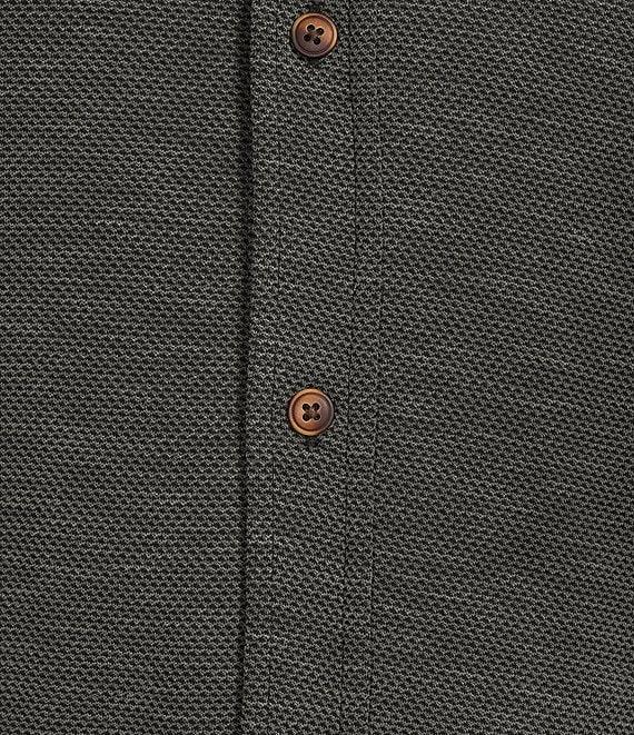 Roundtree & Yorke Long Sleeve Solid Polynosic Button-Front Knit Shirt Product Image