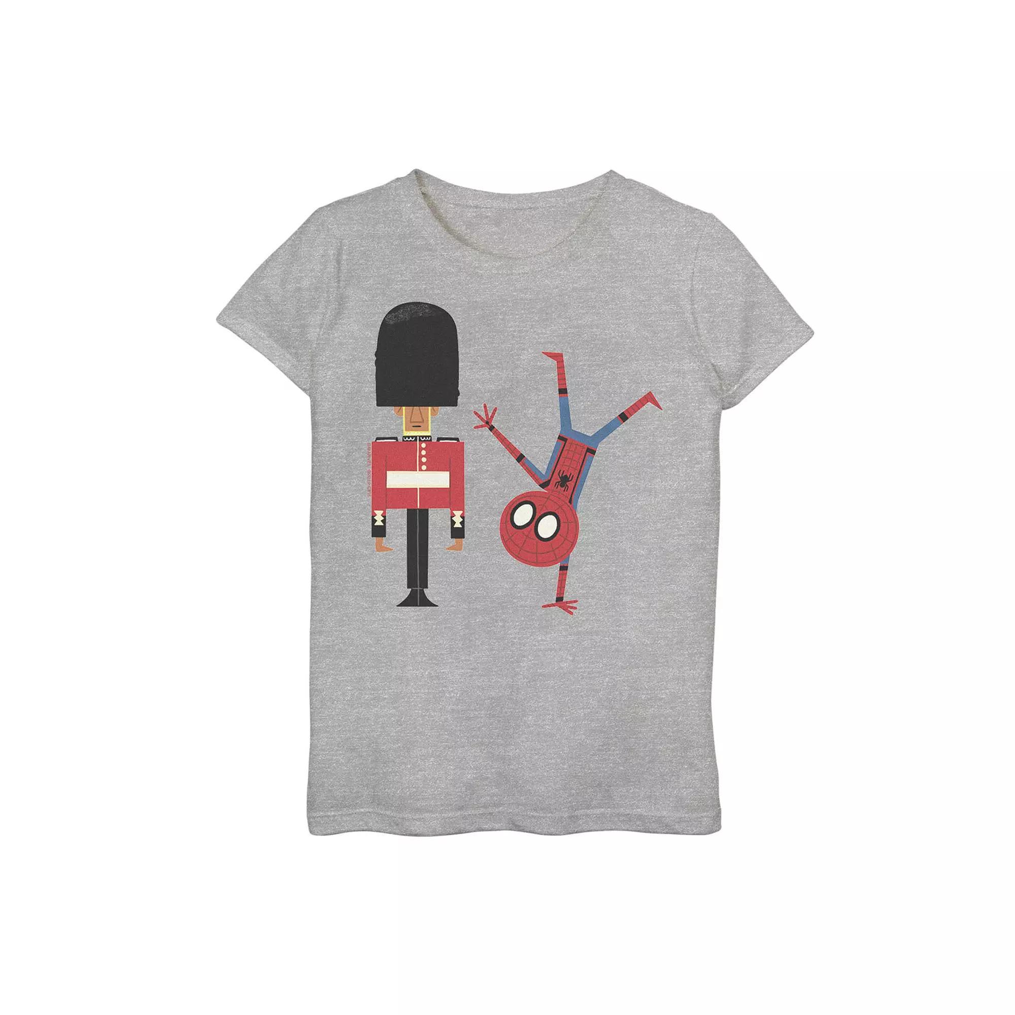 Girls 7-16 Marvel Spider-Man Far From Home Make Him Laugh Handstand Graphic Tee, Girl's, Size: XL, Athletic Grey Product Image