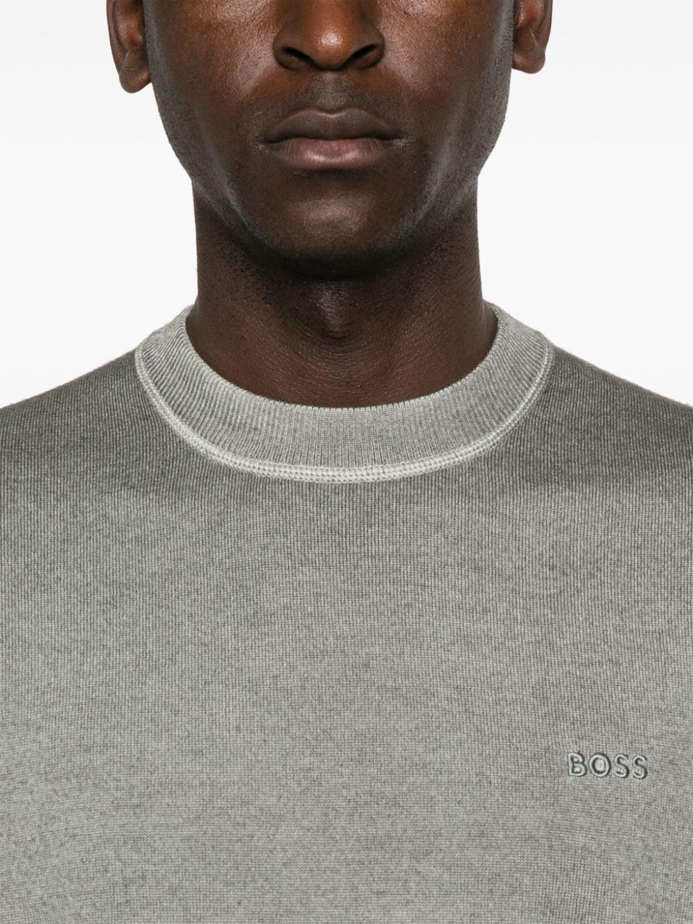 HUGO BOSS Embroidered-logo Sweater In Green Product Image