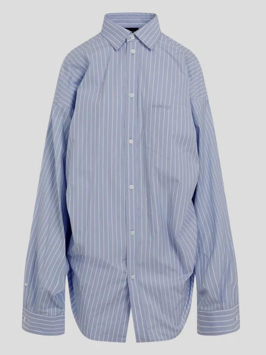 BALENCIAGA Asymmetric Shirt In Blue Product Image