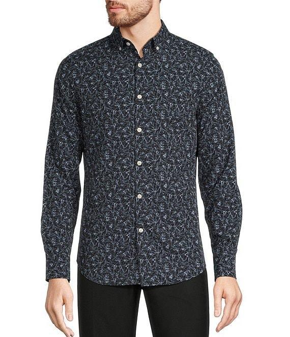 Murano Slim-Fit Performance Stretch Printed Long Sleeve Woven Shirt Product Image