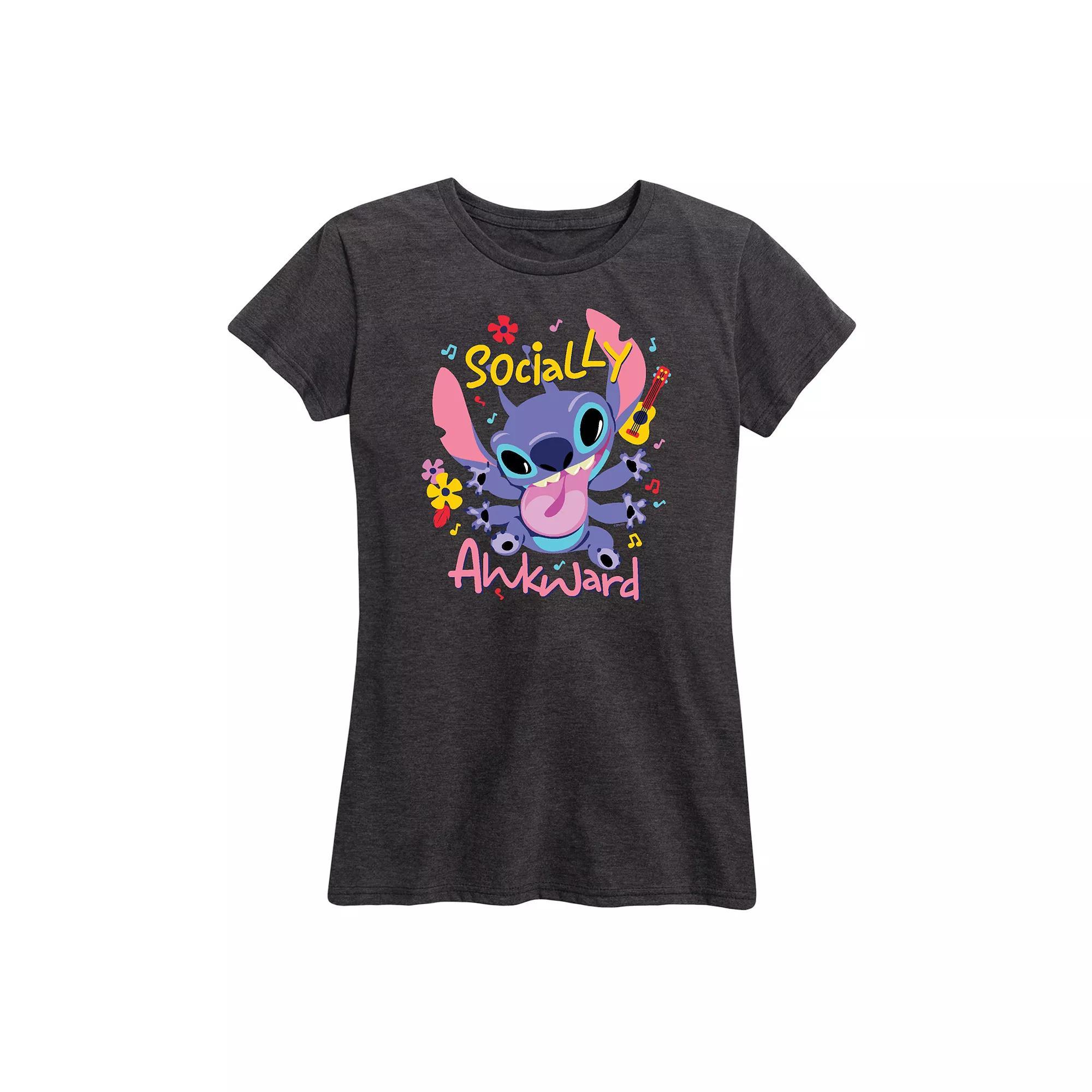 Disneys Lilo & Stitch Womens Socially Awkward Graphic Tee Product Image