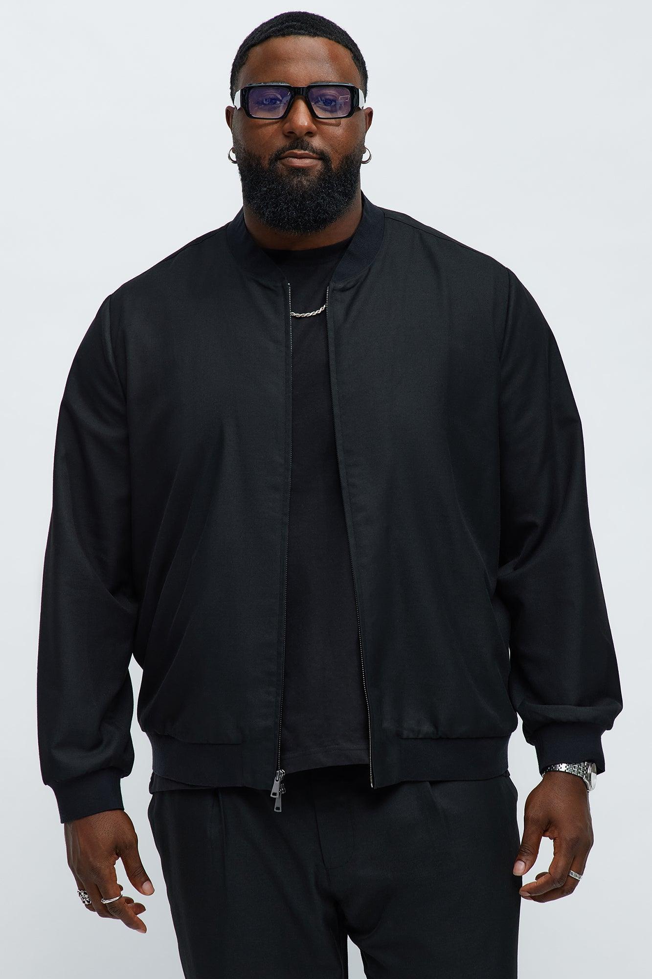 Slim Modern Two-Way Zipper Everyday Bomber - Black Product Image