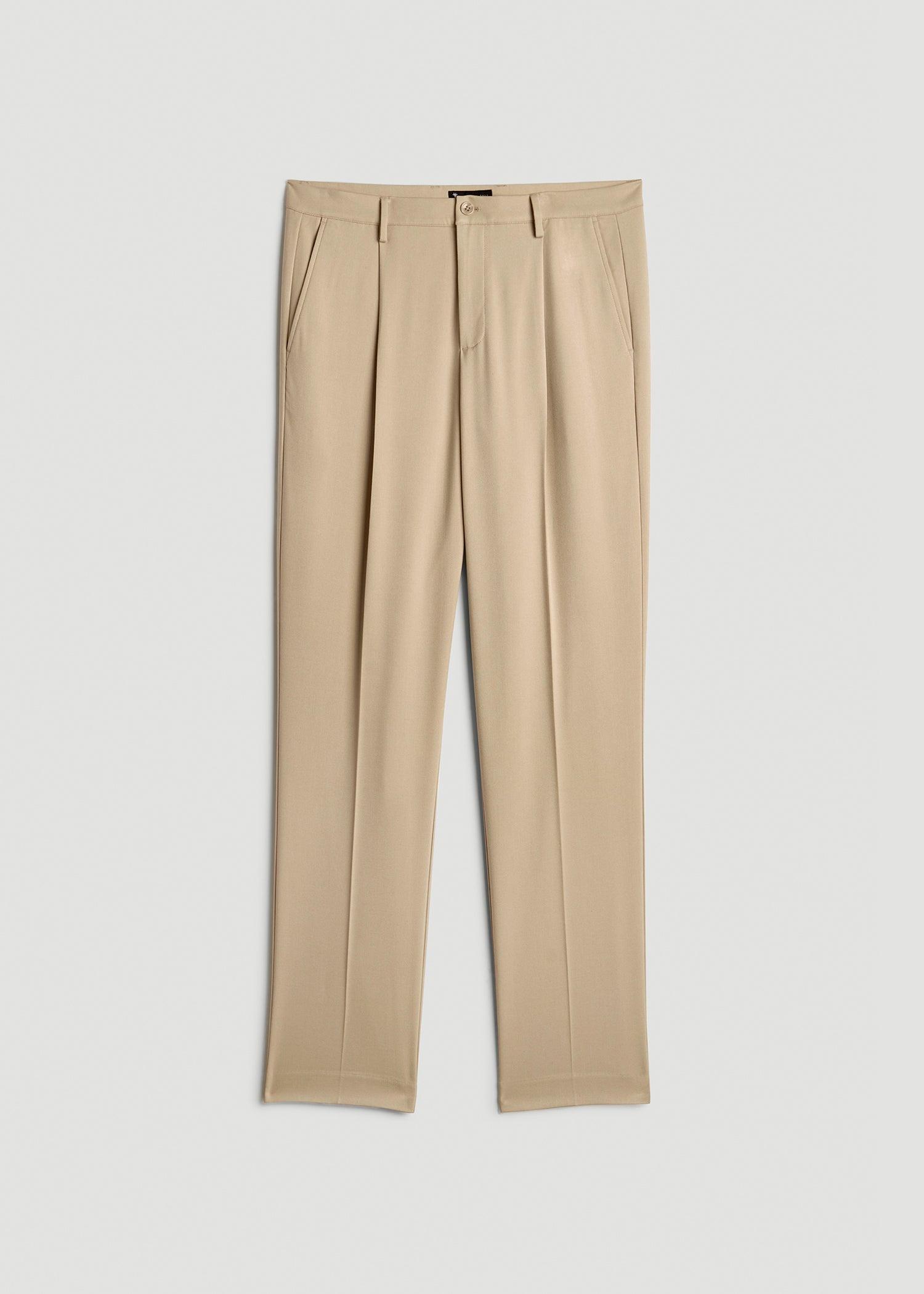 Tall Men's Relaxed Pleated Trouser in Light Khaki Product Image