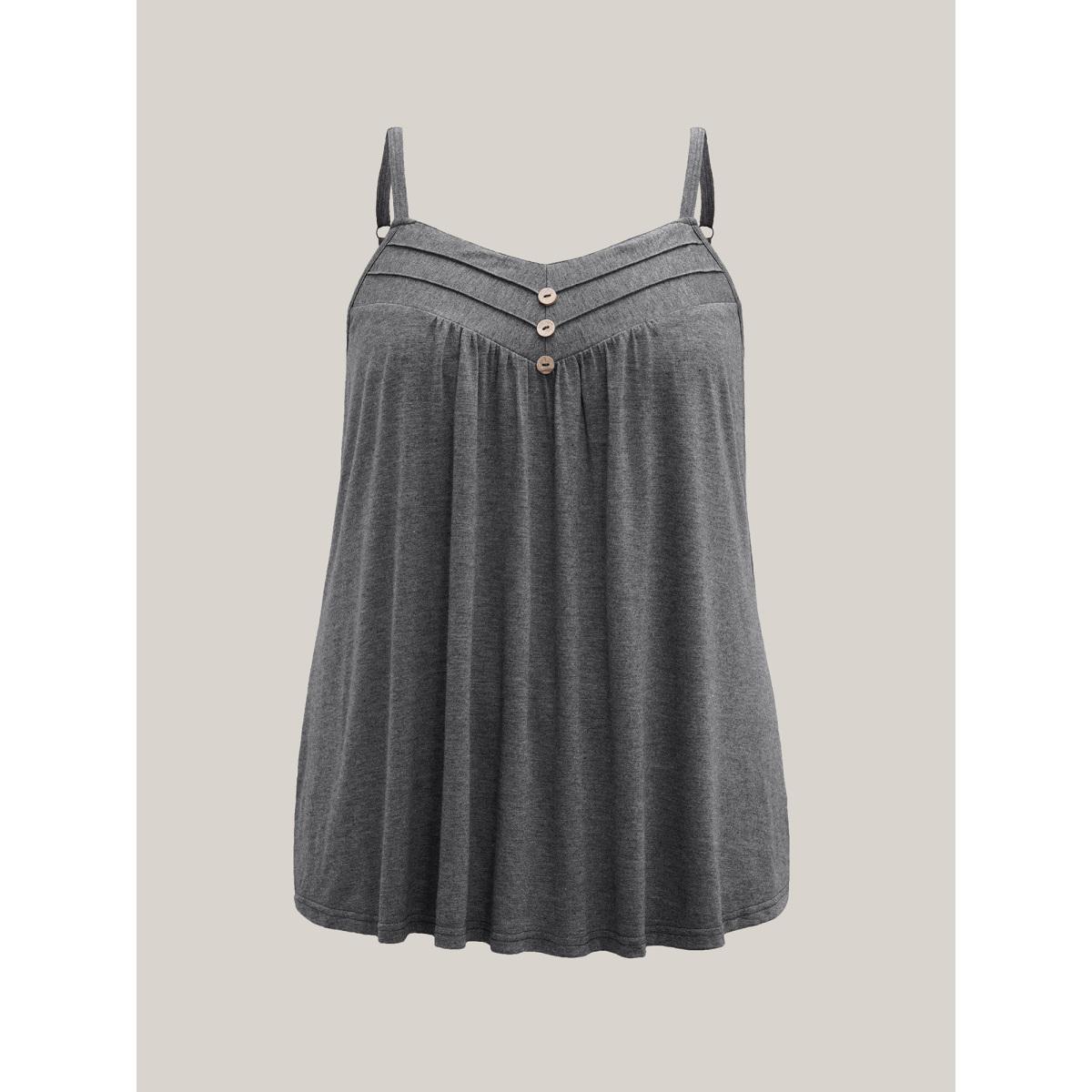 Plus Size Seamed Button Detail Pendulum Vest Women DimGray Casual Tucked seam Non Everyday Tank Tops Camis BloomChic 22-24/3X Product Image
