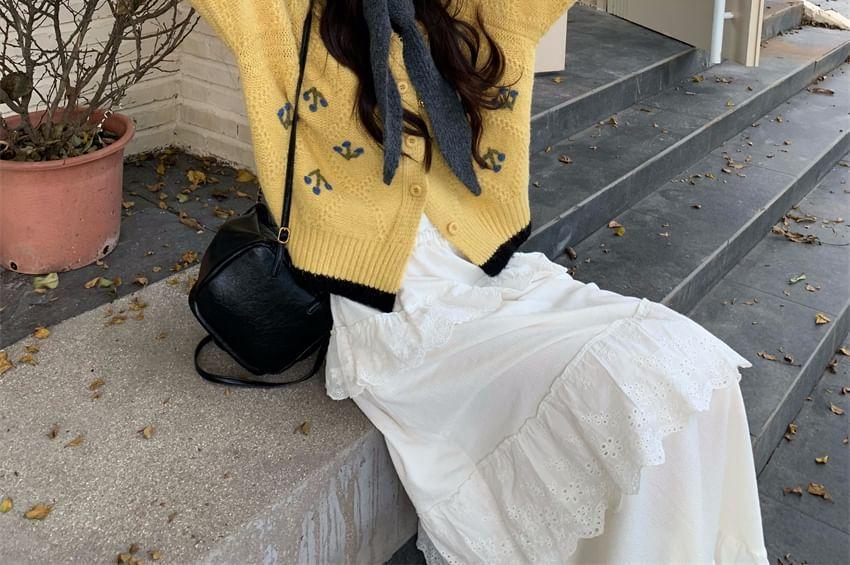 Flower Embroidered Cardigan Product Image