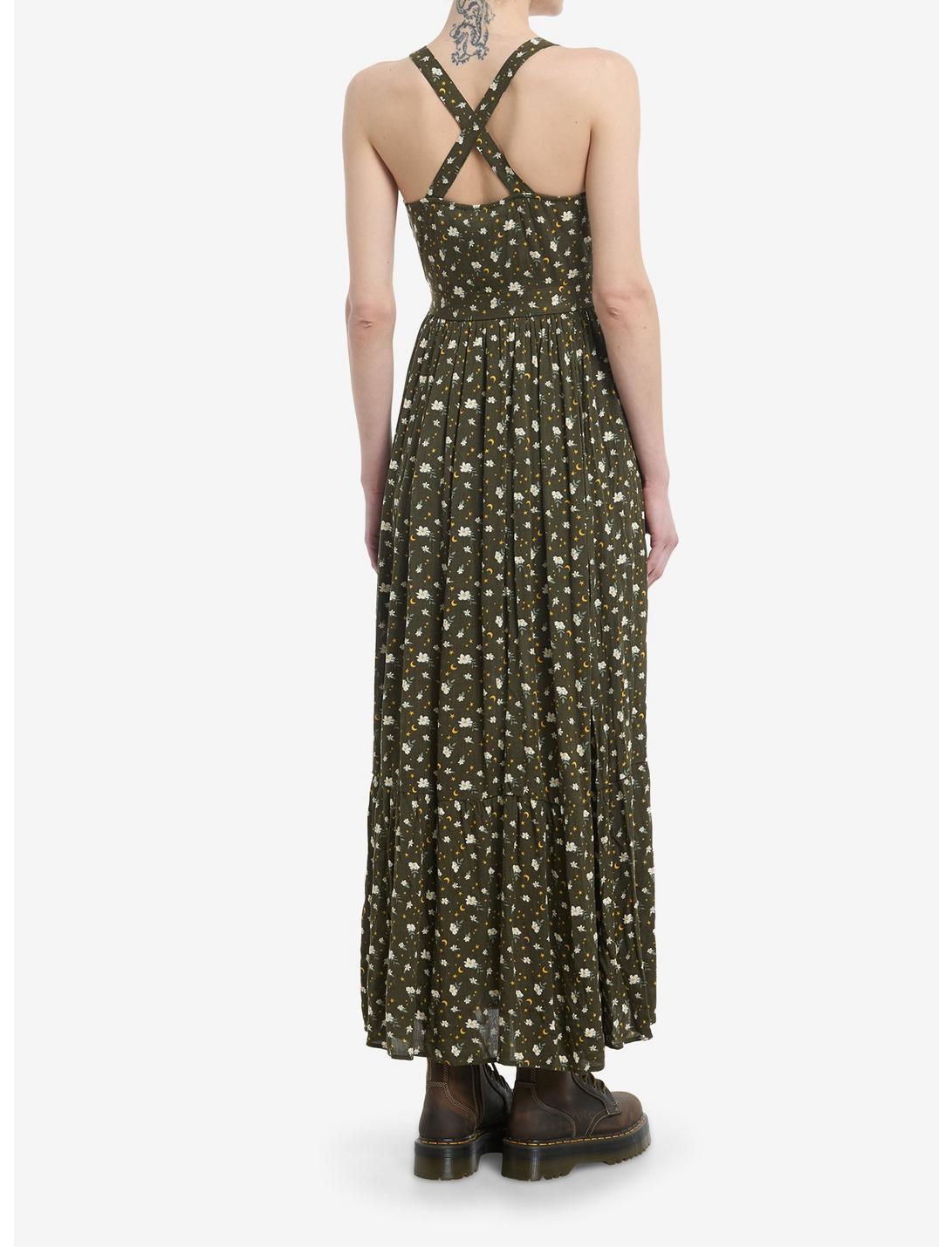 Thorn & Fable Green Floral Celestial Wrap Maxi Dress Product Image