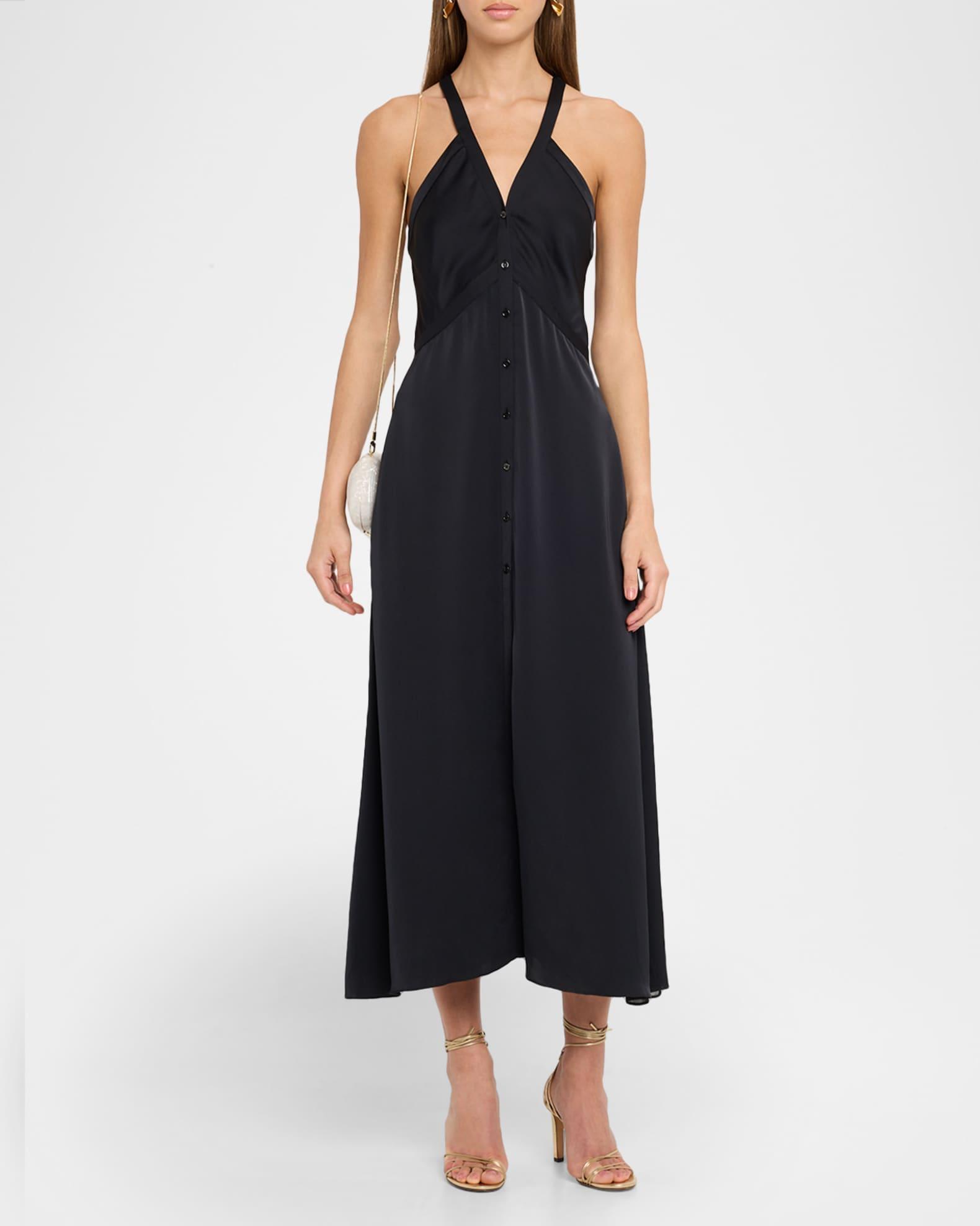 Cynthia Satin Button-Front Dress Product Image