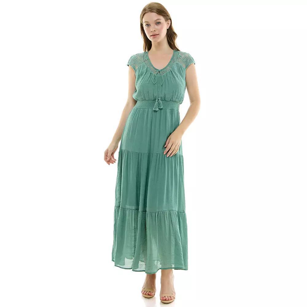 Womens Luxology Gauze Smocked Waist Maxi Dress Blue Product Image