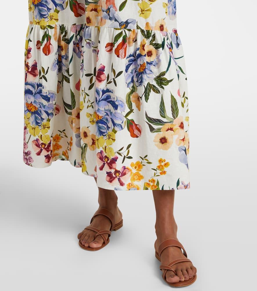 FARM RIO Off-white Greek Garden Lenzing Ecovero Euroflax Maxi Dress In Greek Garden Off-white Product Image