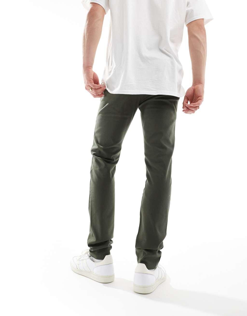 ASOS DESIGN skinny chinos in khaki Product Image