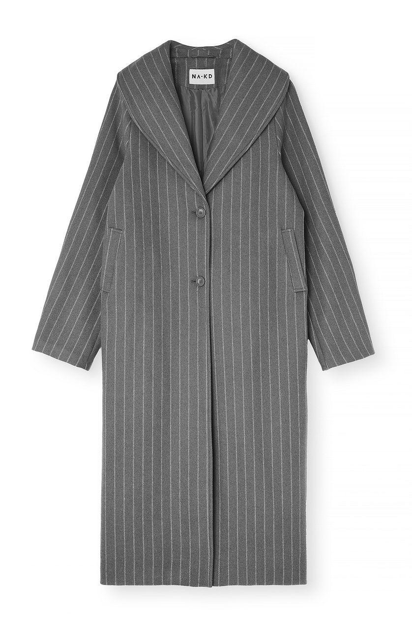 Pinstriped Wool Blend Coat Product Image