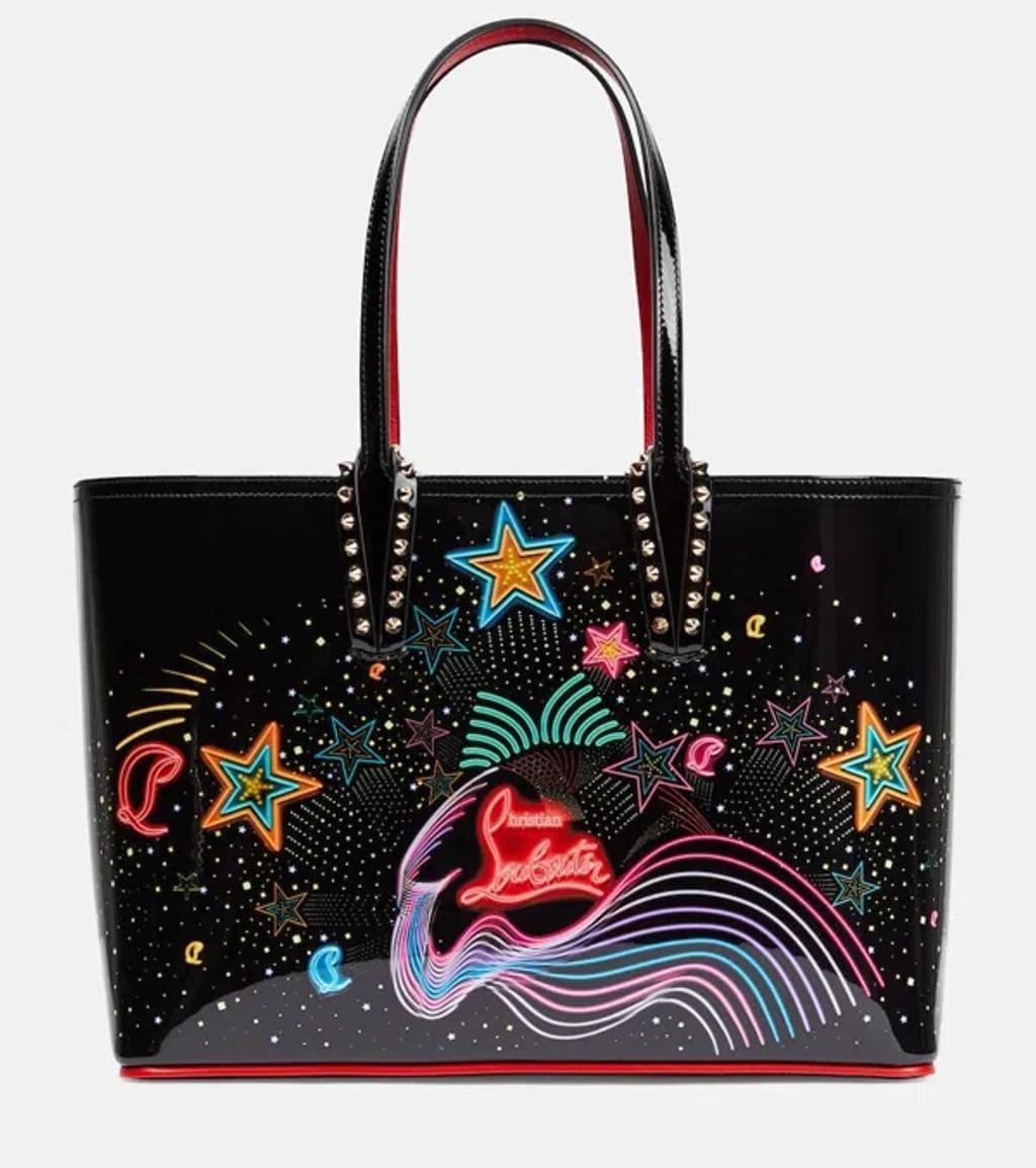 CHRISTIAN LOUBOUTIN Cabata Small Printed Leather Tote Bag In Multi Product Image