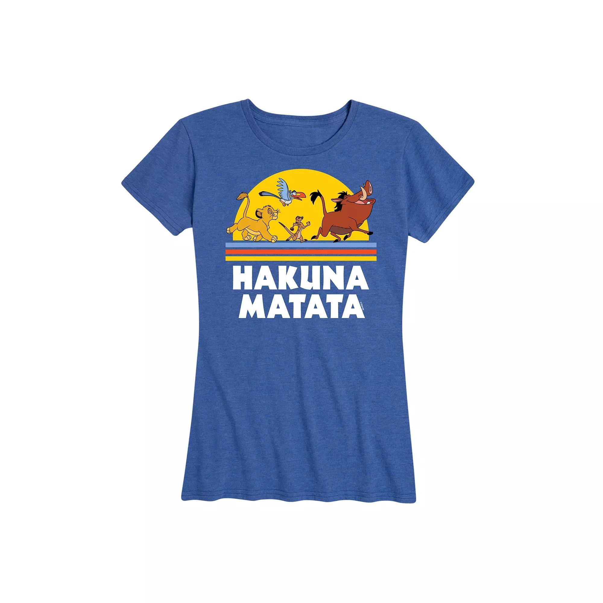 Disneys Lion King Womens Hakuna Matata Sunset Graphic Tee Blue Product Image