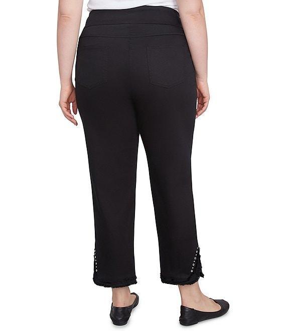 Ruby Rd. Plus Size Straight Leg Embellished Fringe Hem Pull-On Pants Product Image