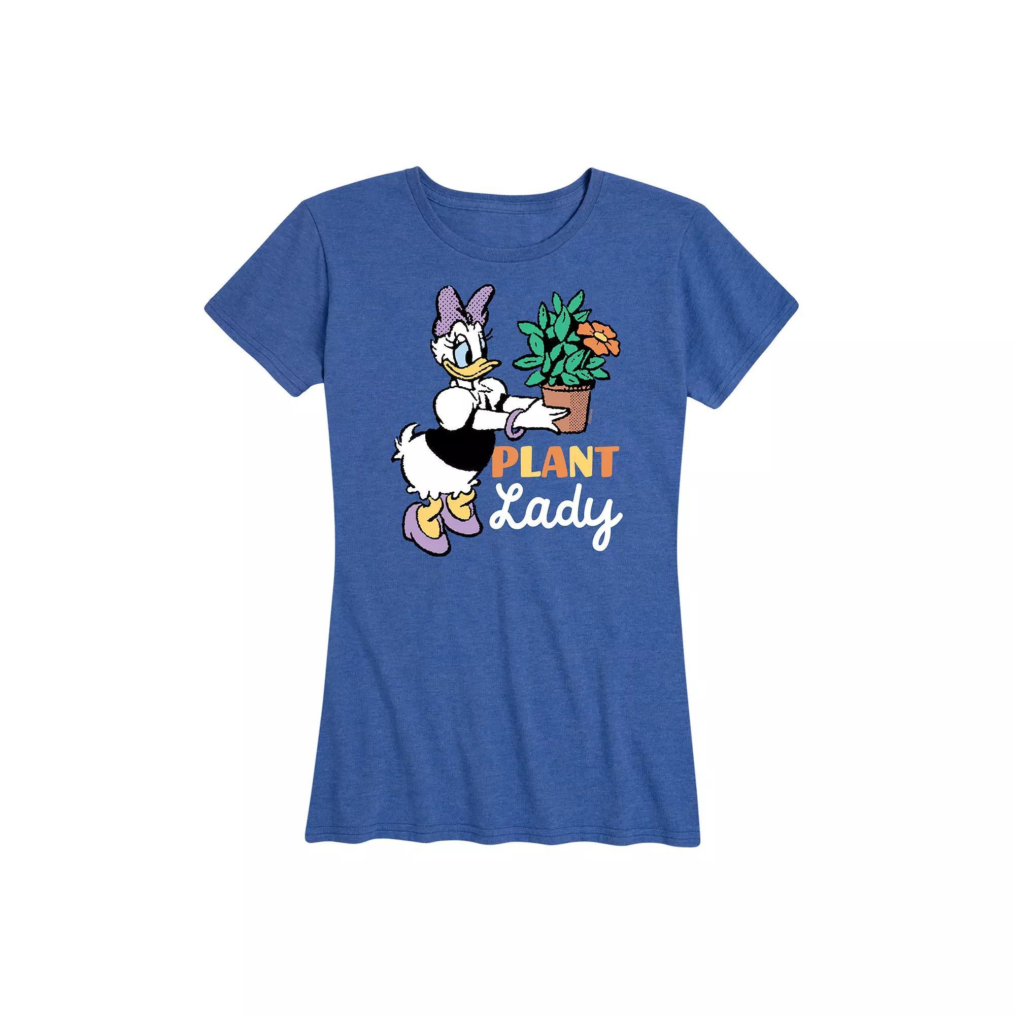 Disneys Daisy Duck Womens Plant Lady Graphic Tee Grey Royal Blue Product Image