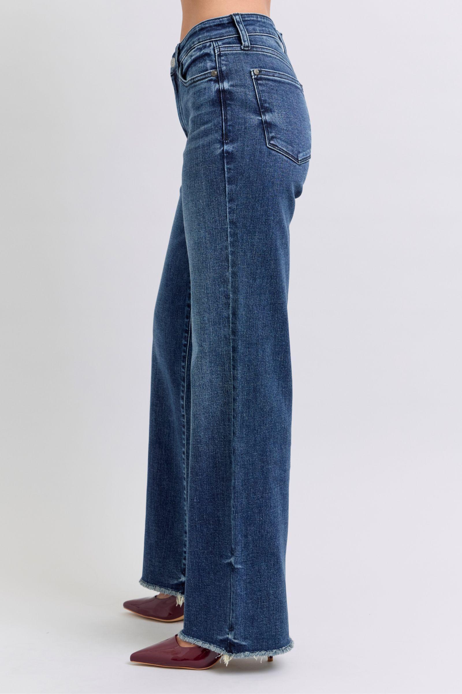Judy Blue Raw Hem Mid Rise Jeans Product Image