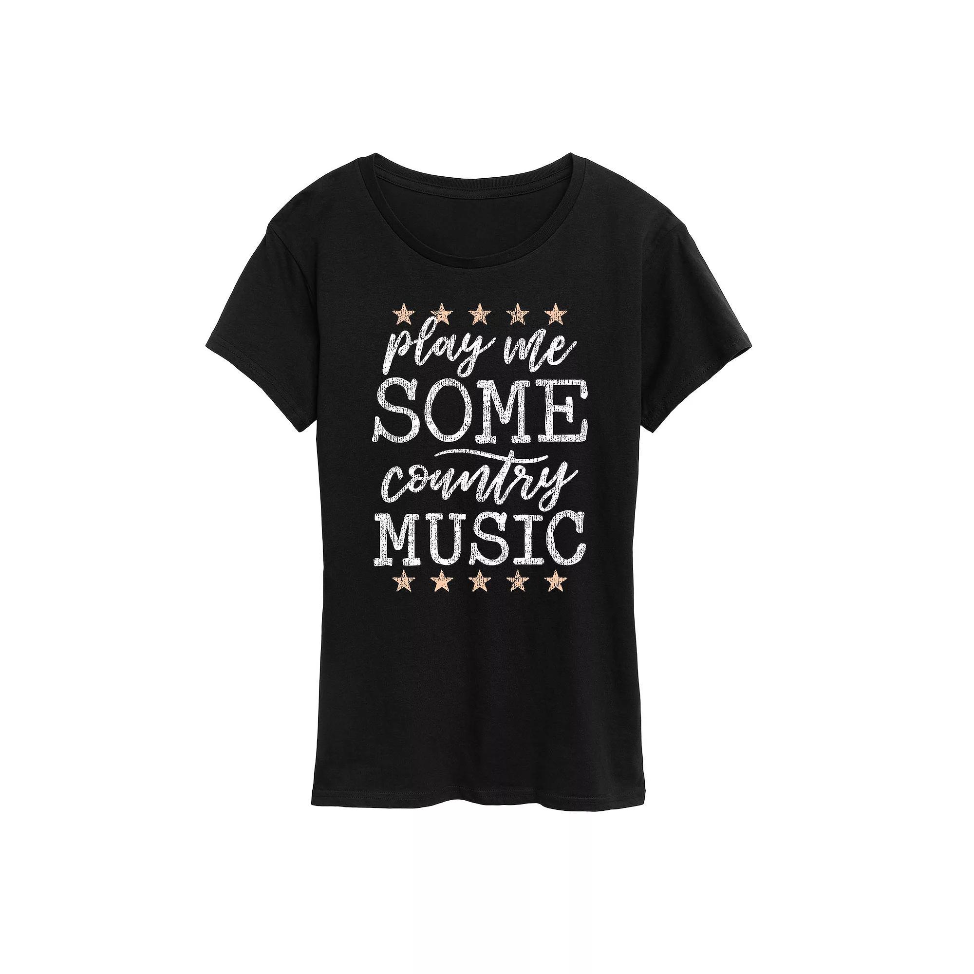 Women's Play Me Some Country Music Graphic Tee, Size: Small, Heather Grey Product Image
