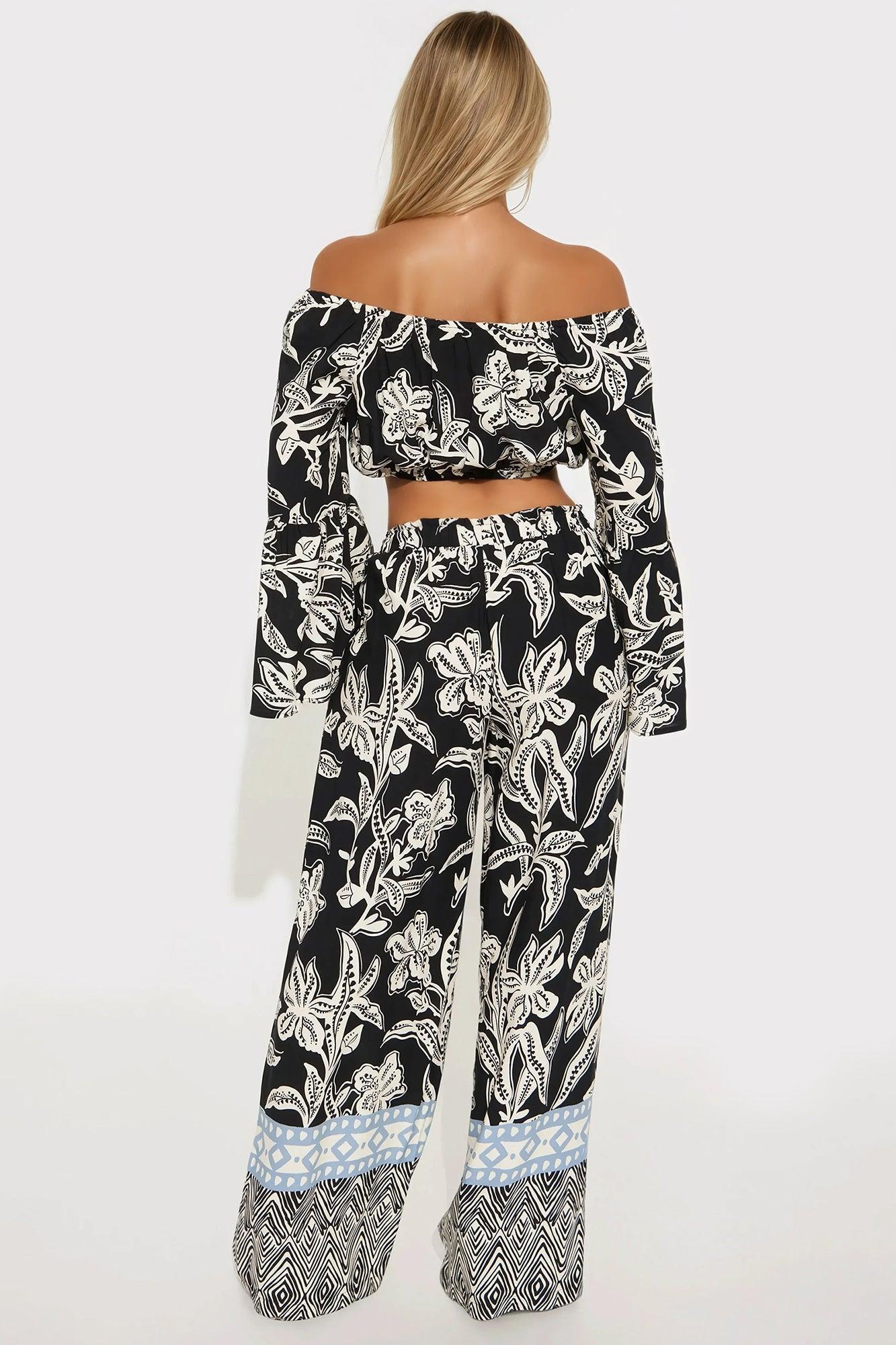 Zen Island Pant Set - Black/combo Product Image