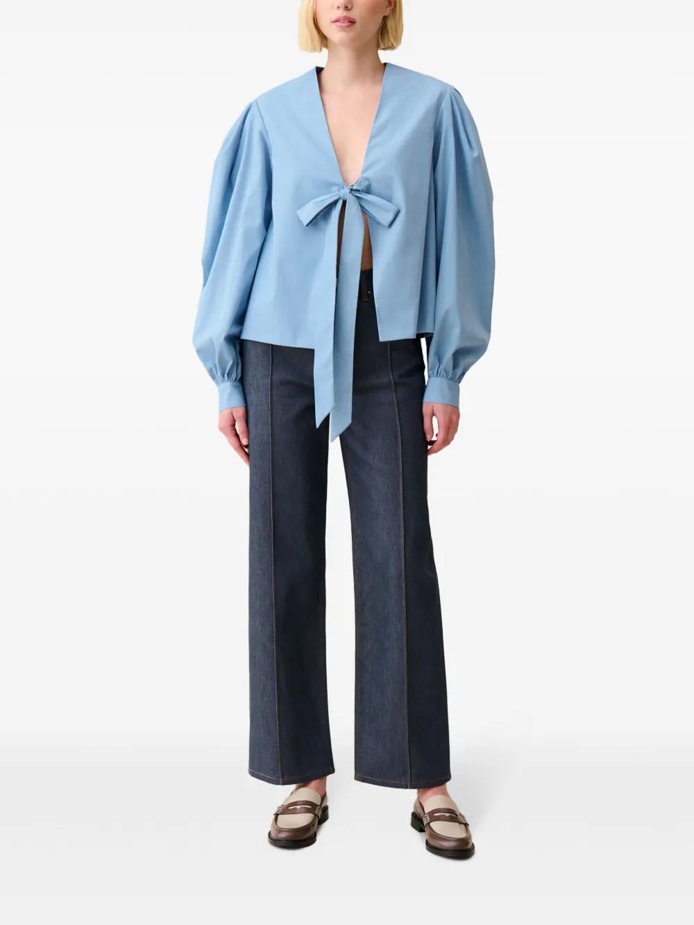 tie-front V-neck blouse Product Image